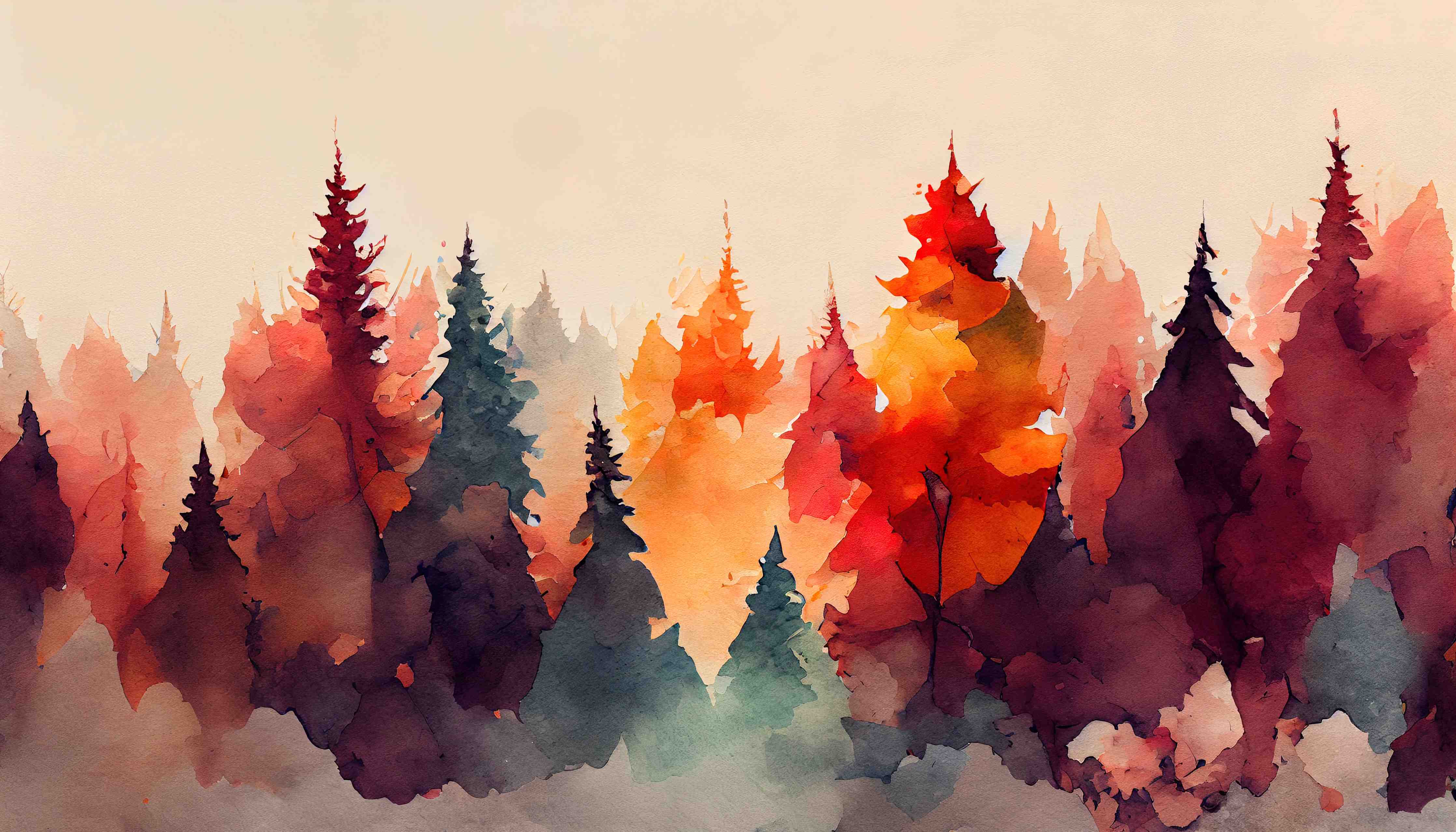 Badewannen-Rückwand-Farbenfroher Aquarell-Wald
