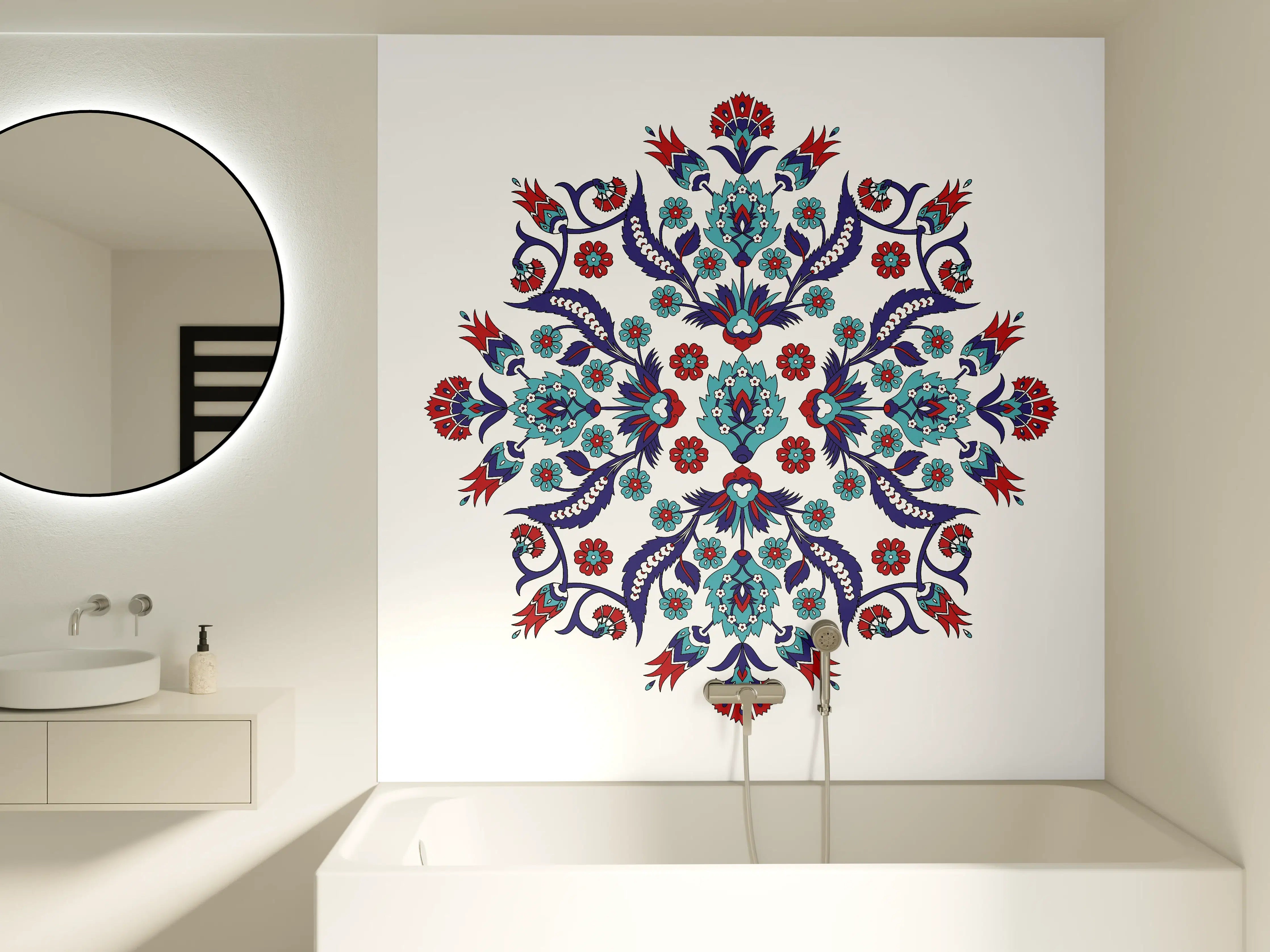 Badewannen-Rückwand - Farbenprächtiges Blumen Mandala