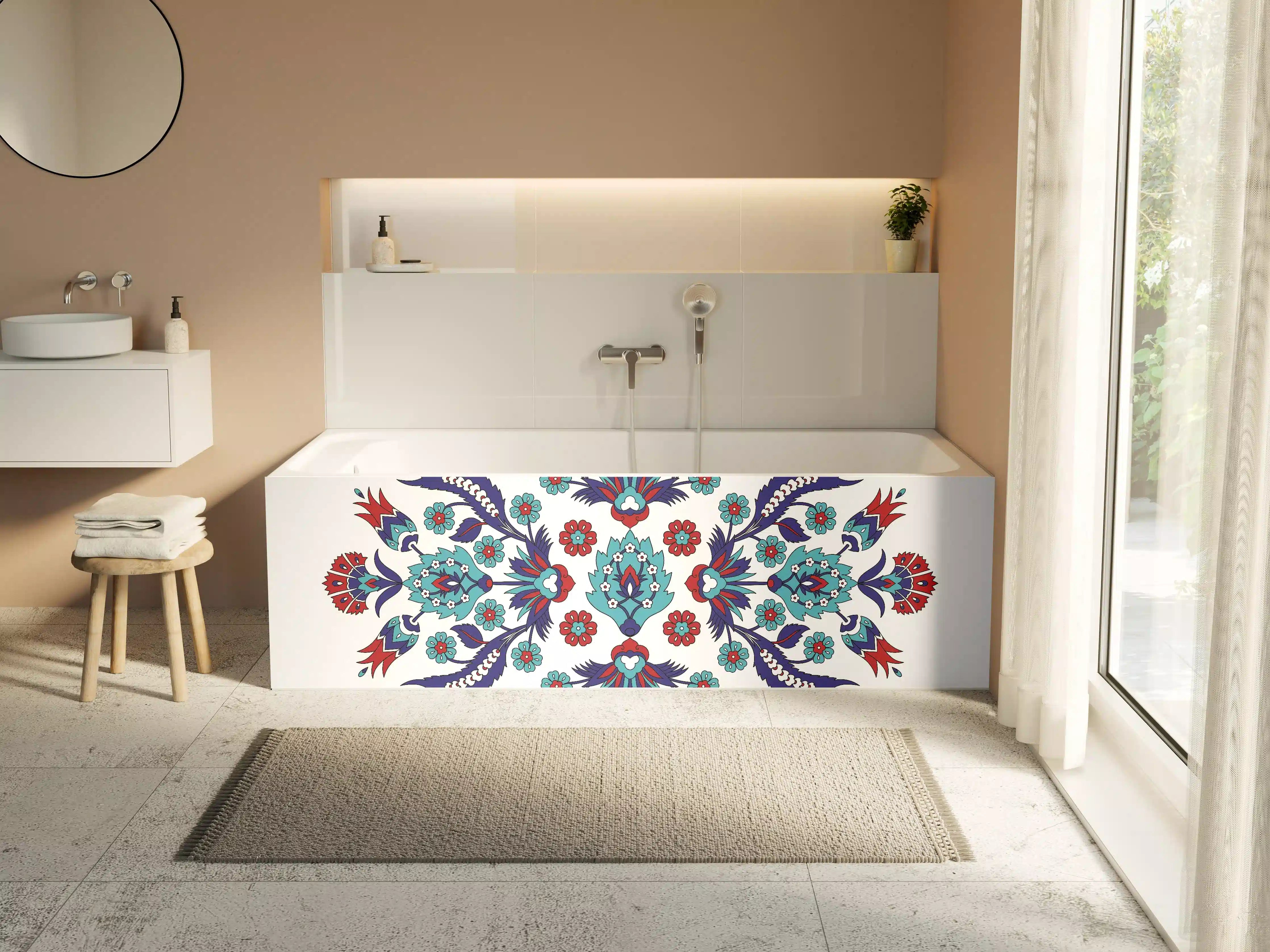 Badewannen-Rückwand - Farbenprächtiges Blumen Mandala