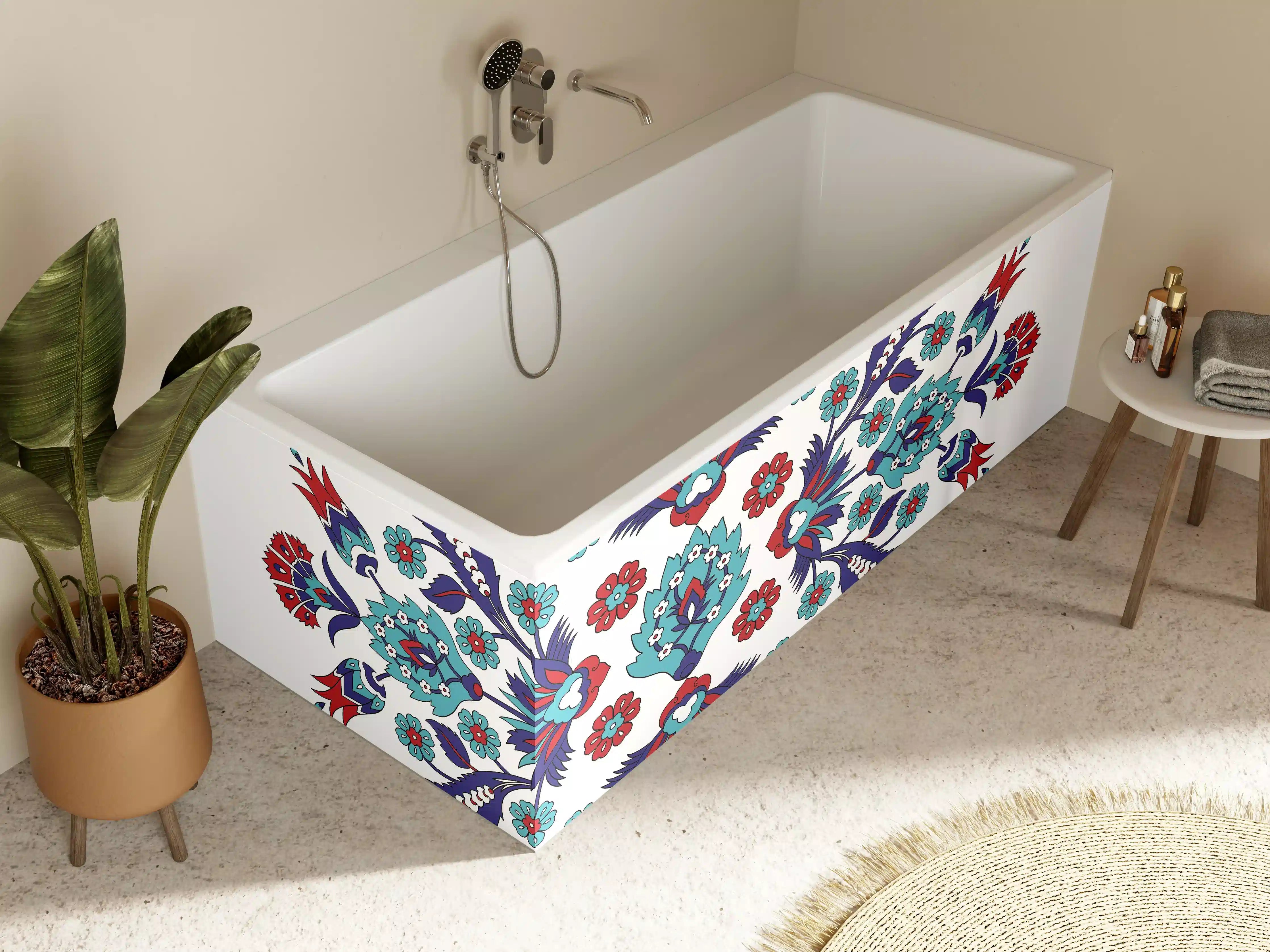 Badewannen-Rückwand - Farbenprächtiges Blumen Mandala