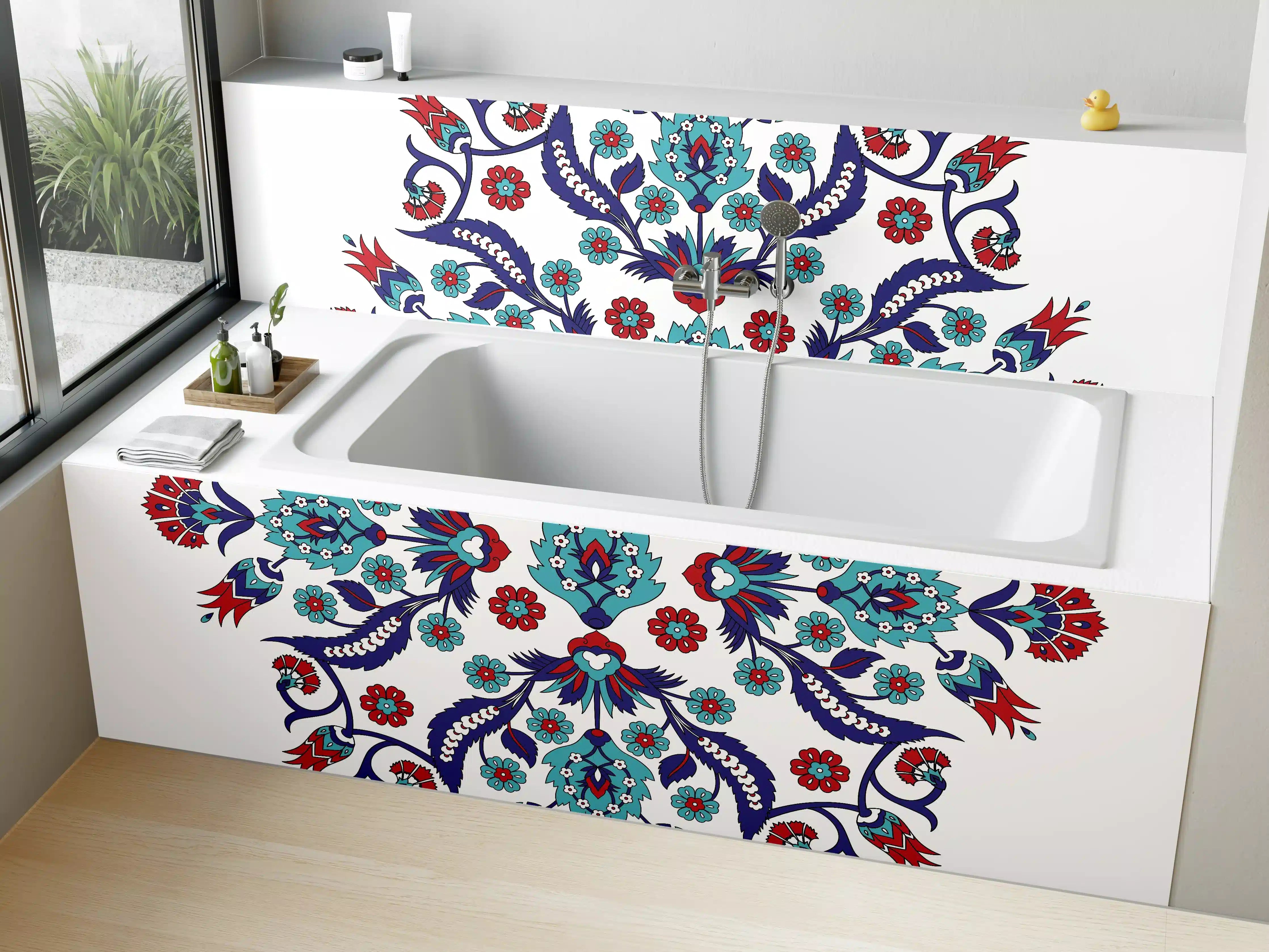 Badewannen-Rückwand - Farbenprächtiges Blumen Mandala