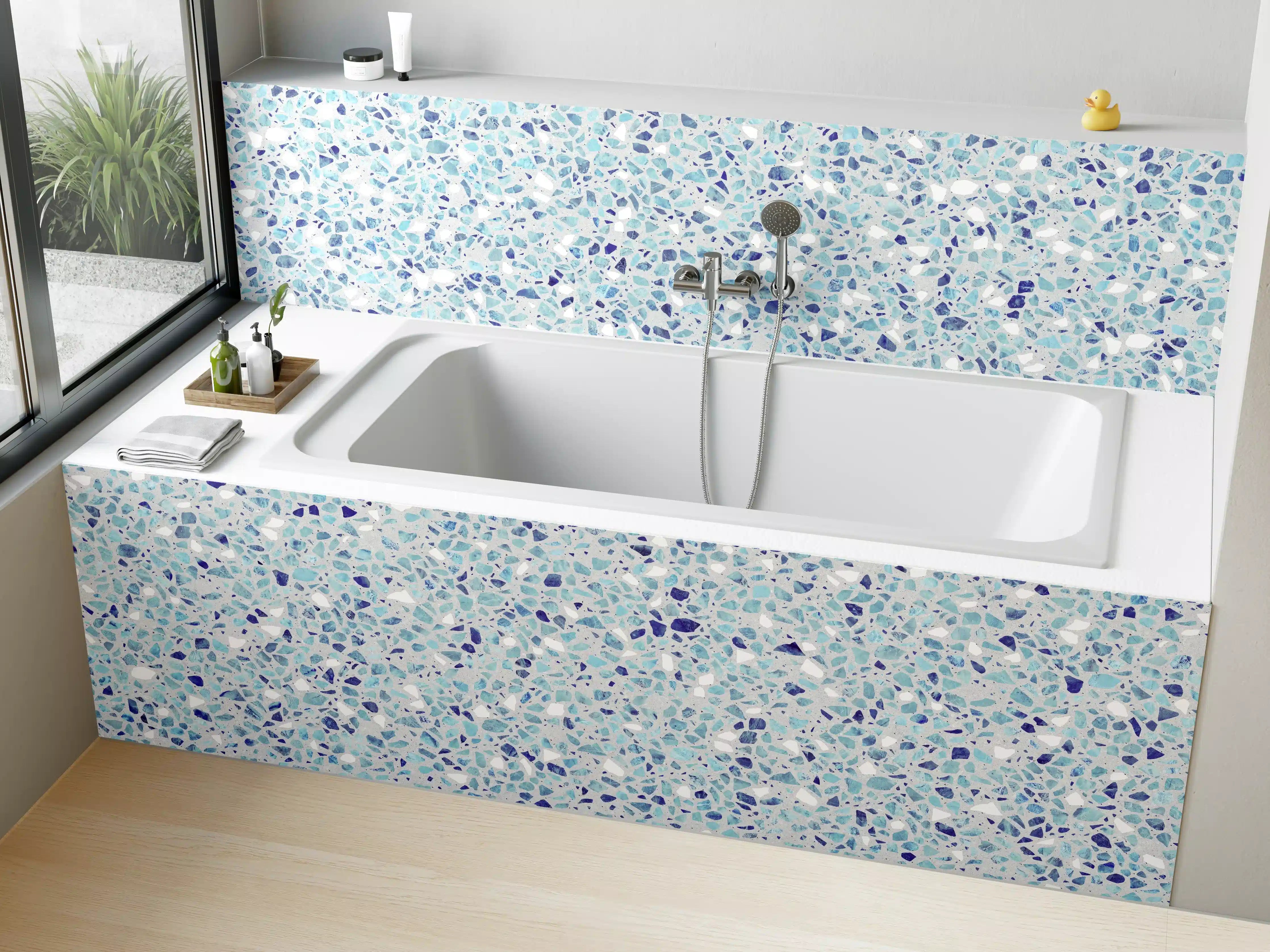 Badewannen-Rückwand - Farbige Terrazzo Stein Textur