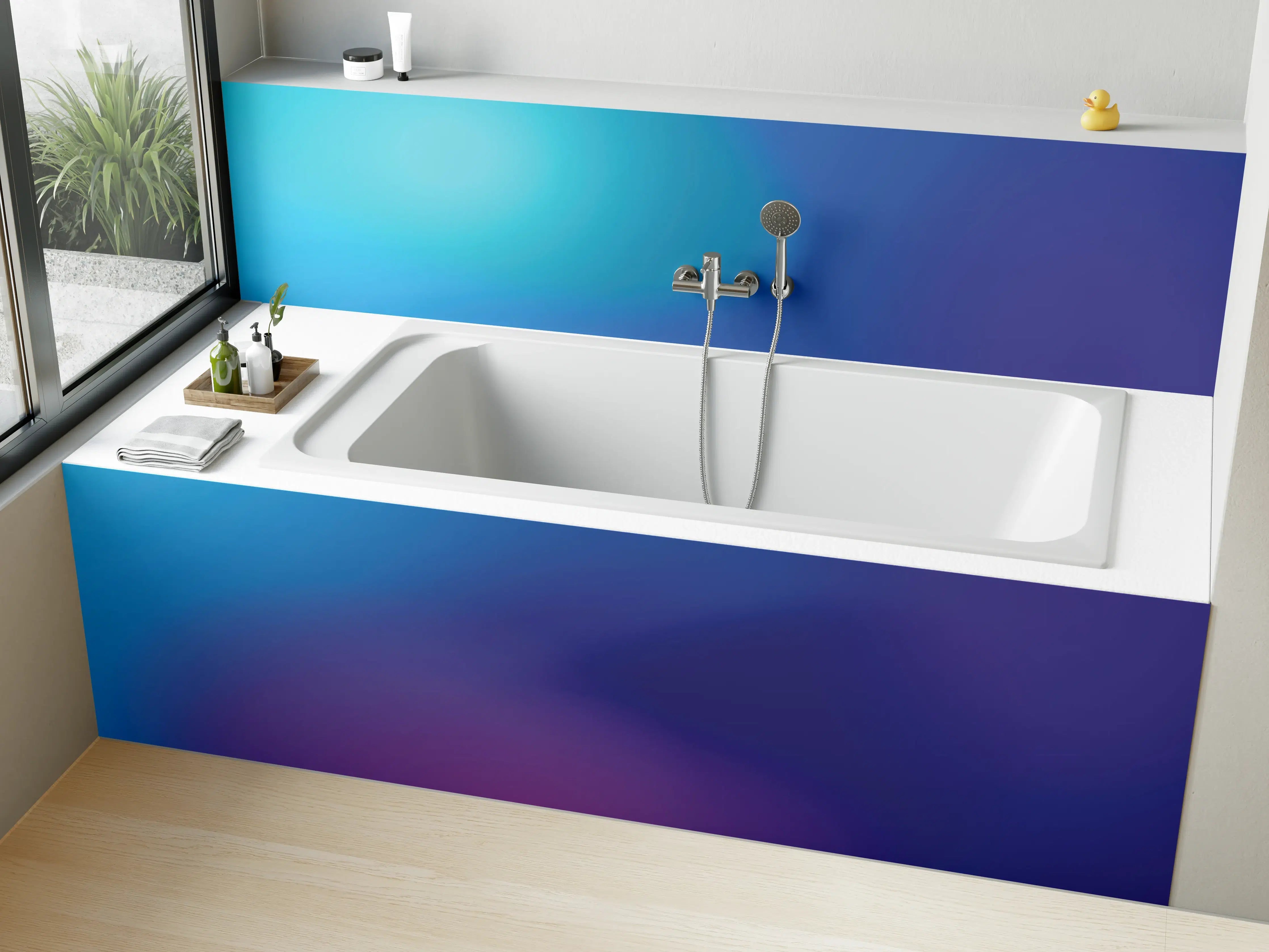 Badewannen-Rückwand - Farbverlauf in Blau-Lila
