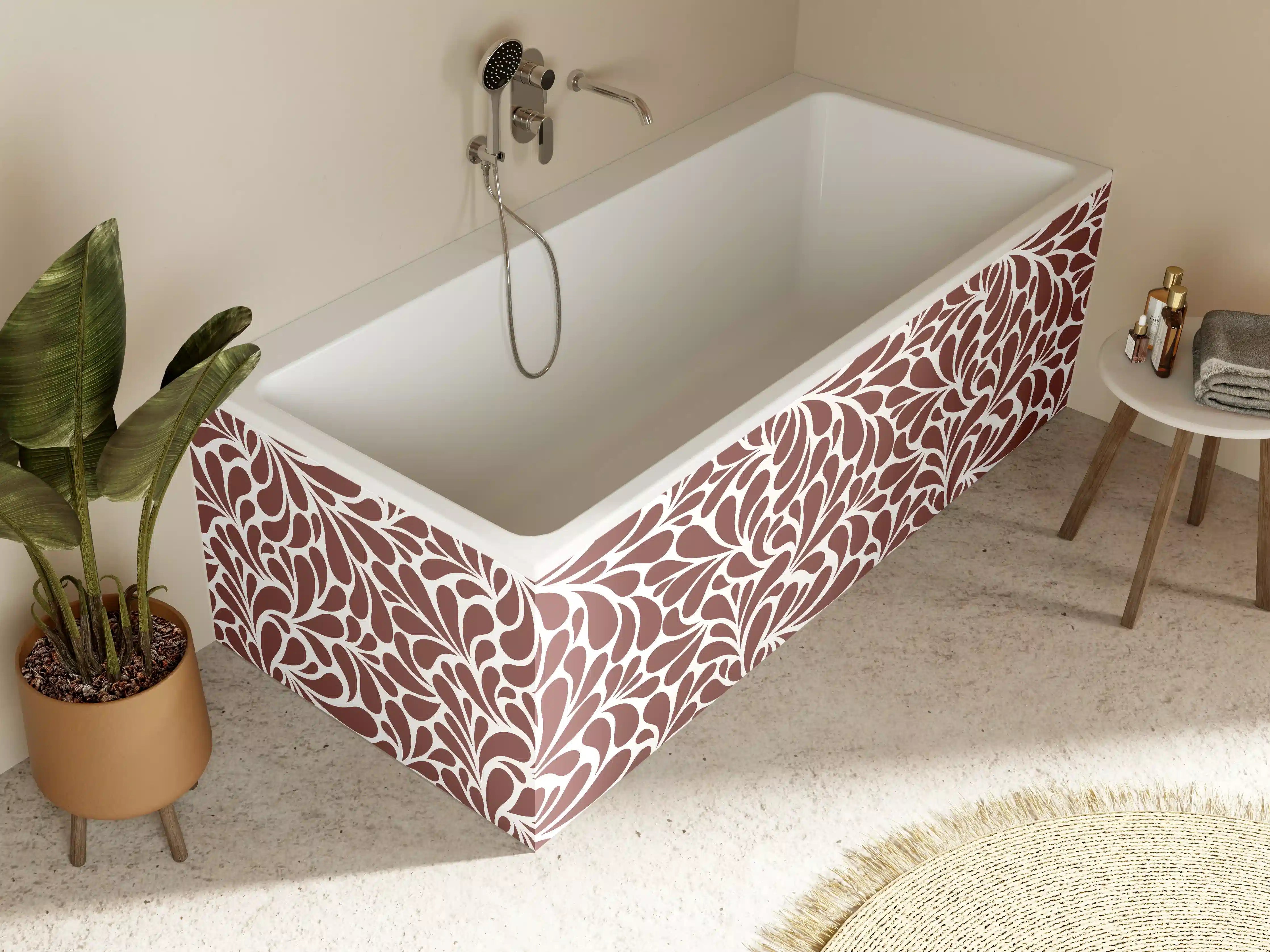 Badewannen-Rückwand - Feine Marmor-Textur in Braun und Weiß