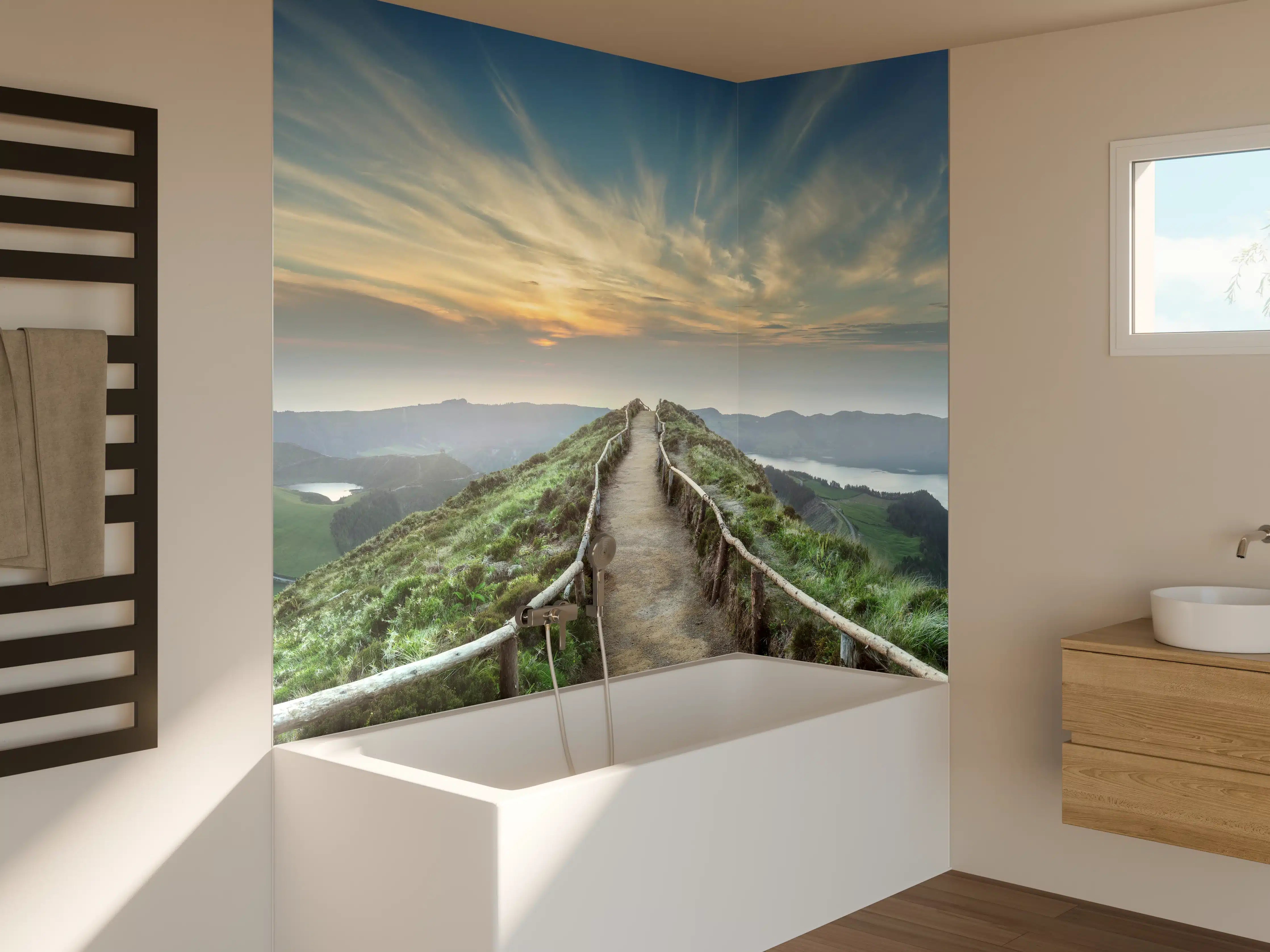 Badewannen-Rückwand - Fesselnde  Berglandschaft - Ponta Delgada