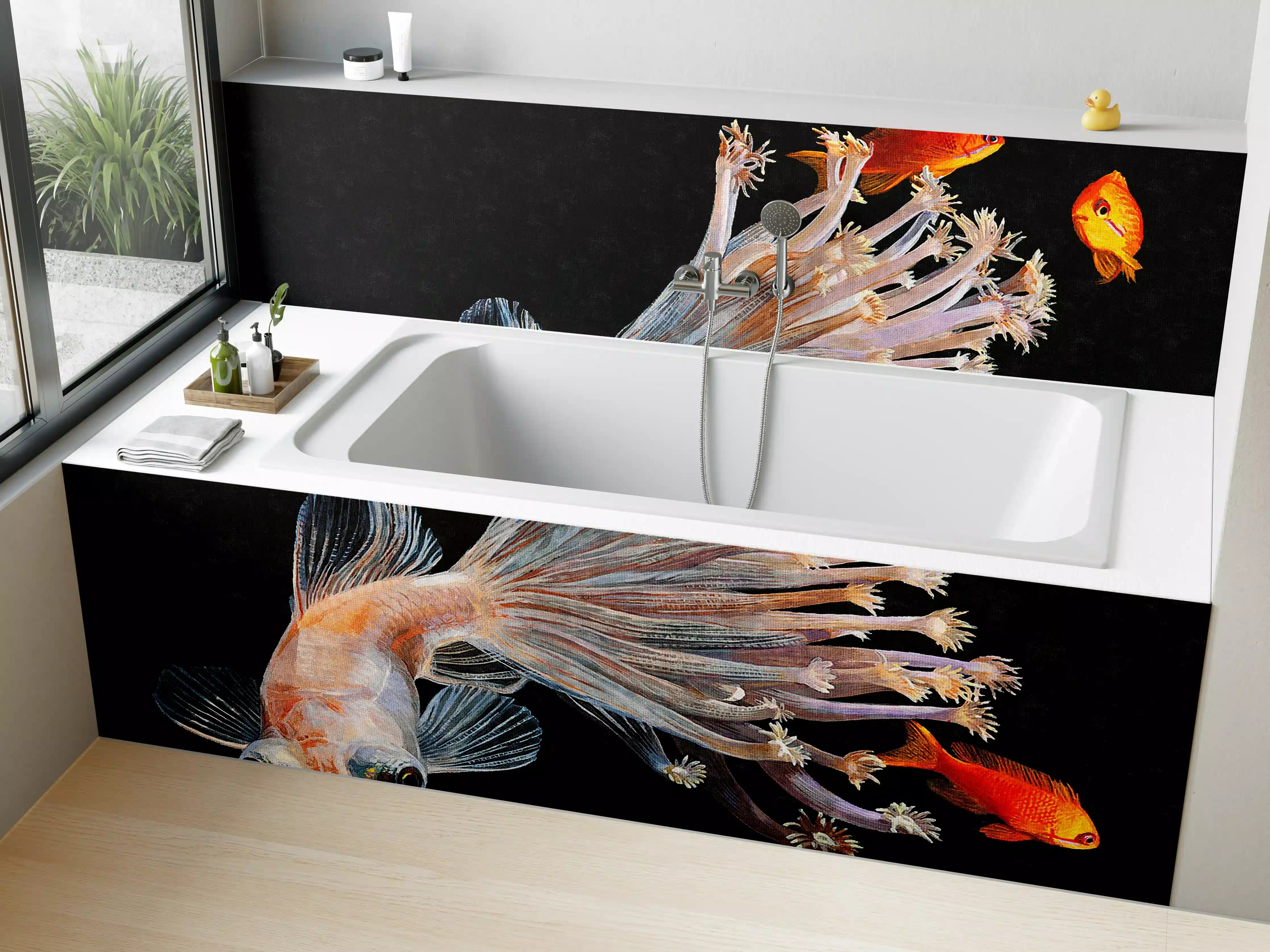 Badewannen-Rückwand - Fisch verschmolzen mit Korallen