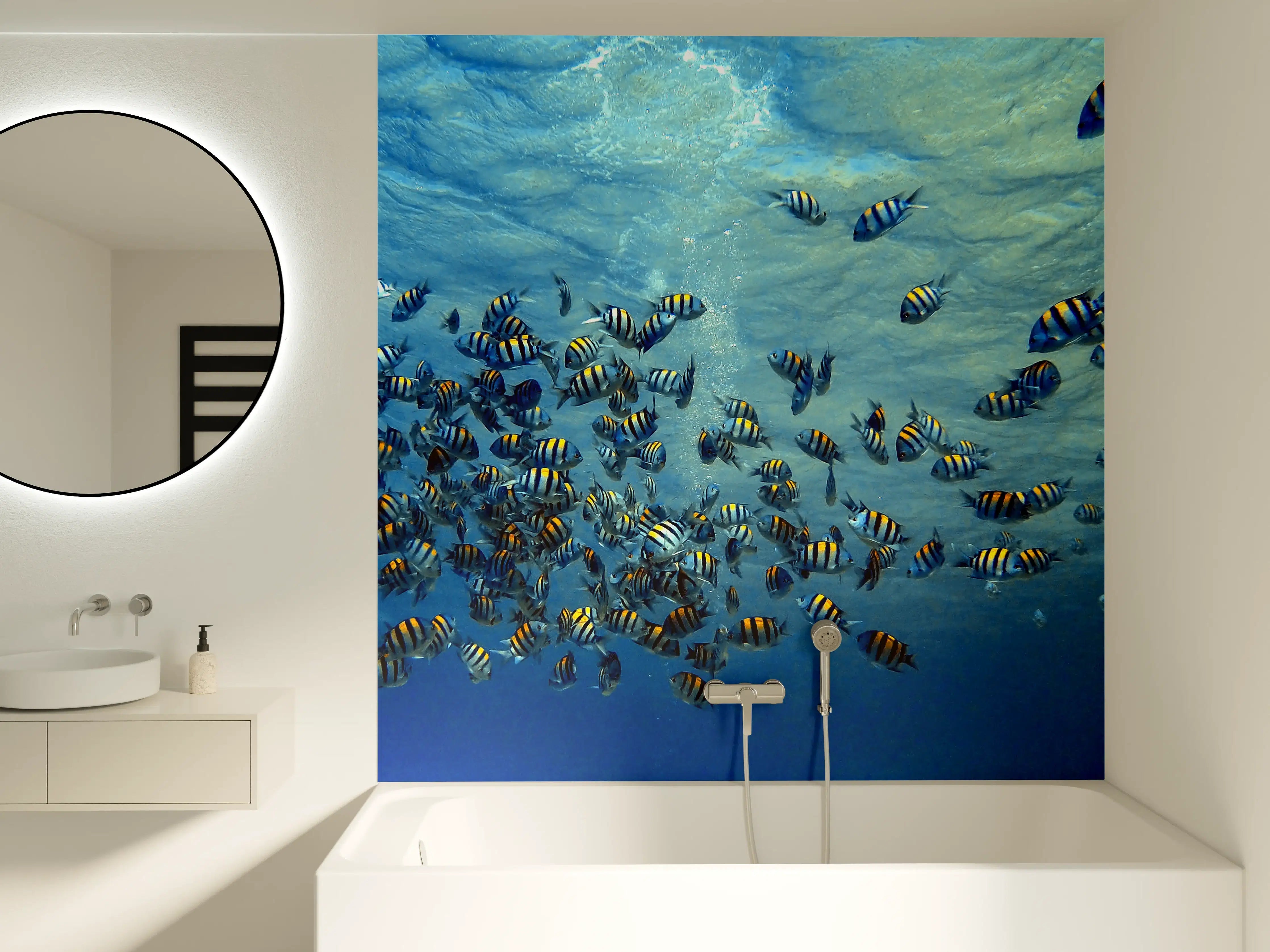 Badewannen-Rückwand - Fische im klarem Meer