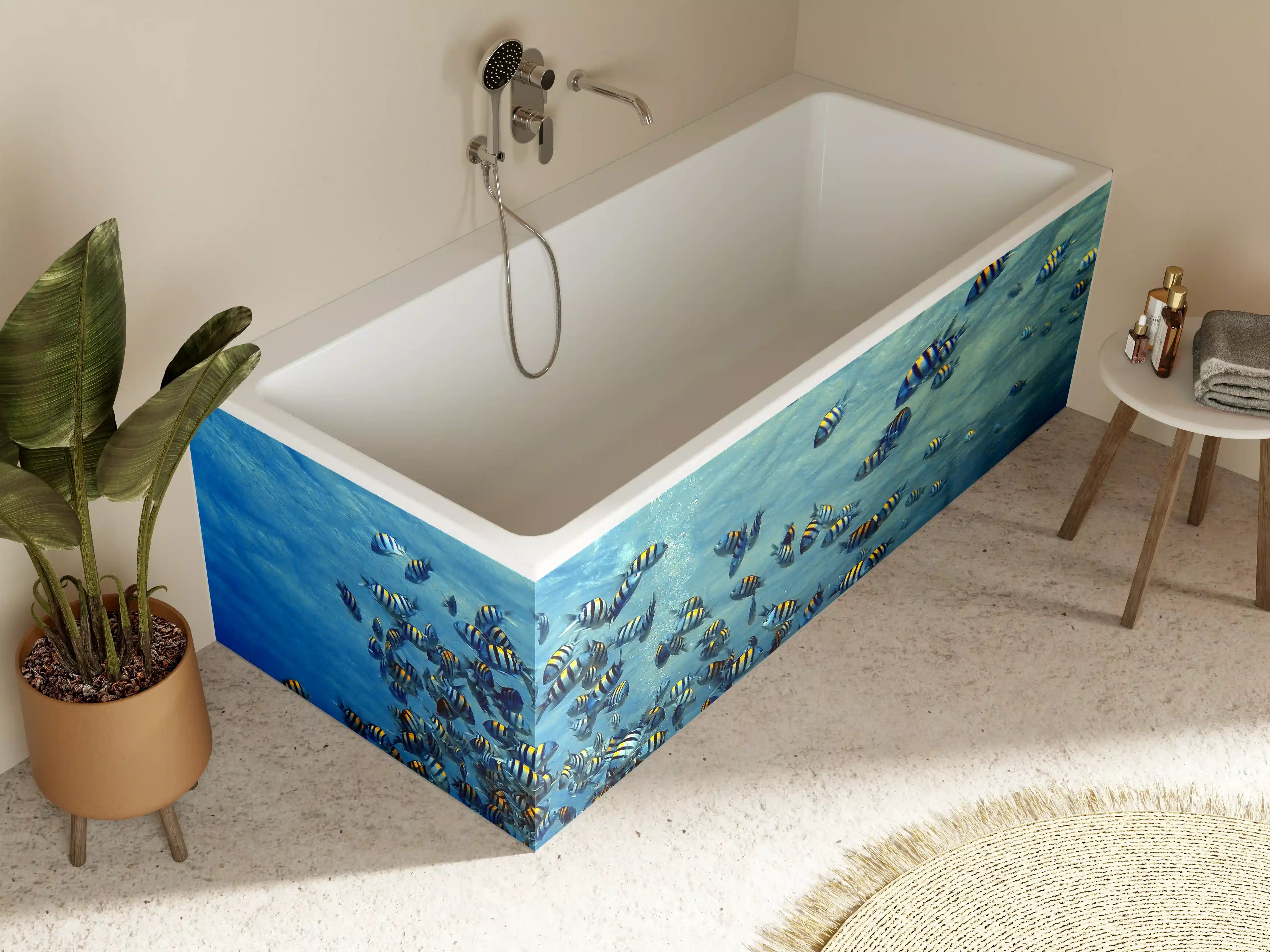 Badewannen-Rückwand - Fische im klarem Meer