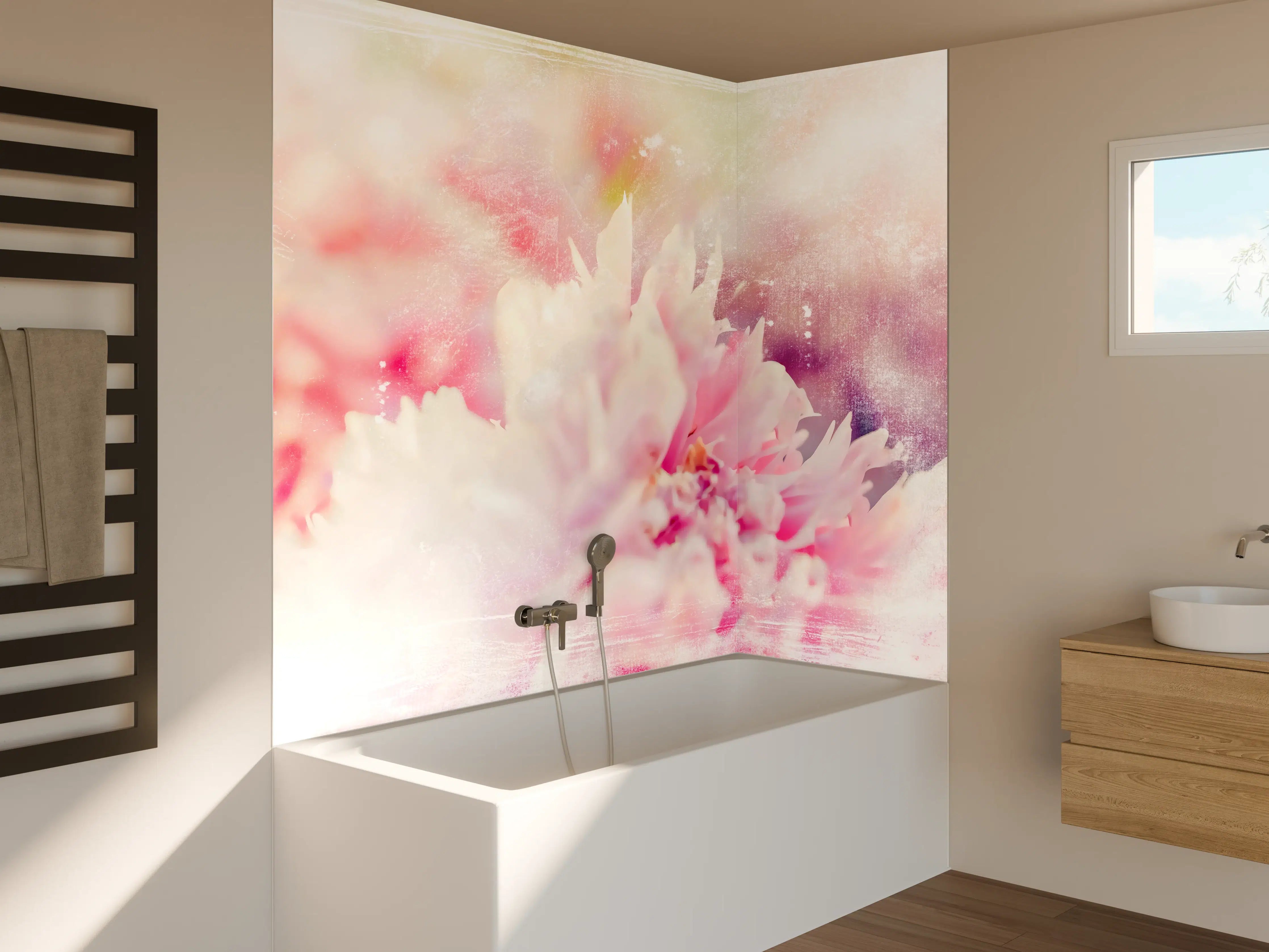 Badewannen-Rückwand - Florale Darstellung 