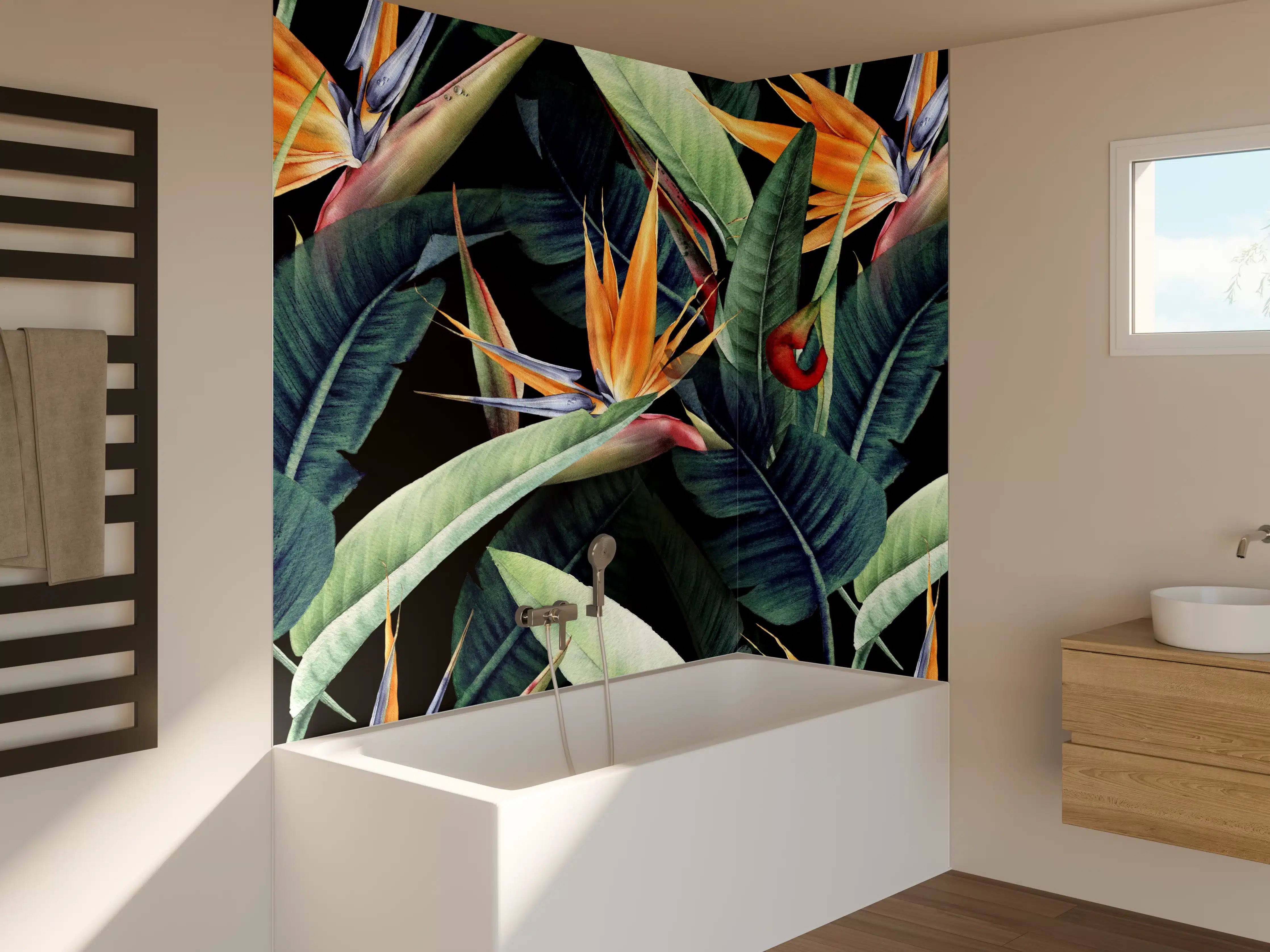 Badewannen-Rückwand - Florales Blätter Muster