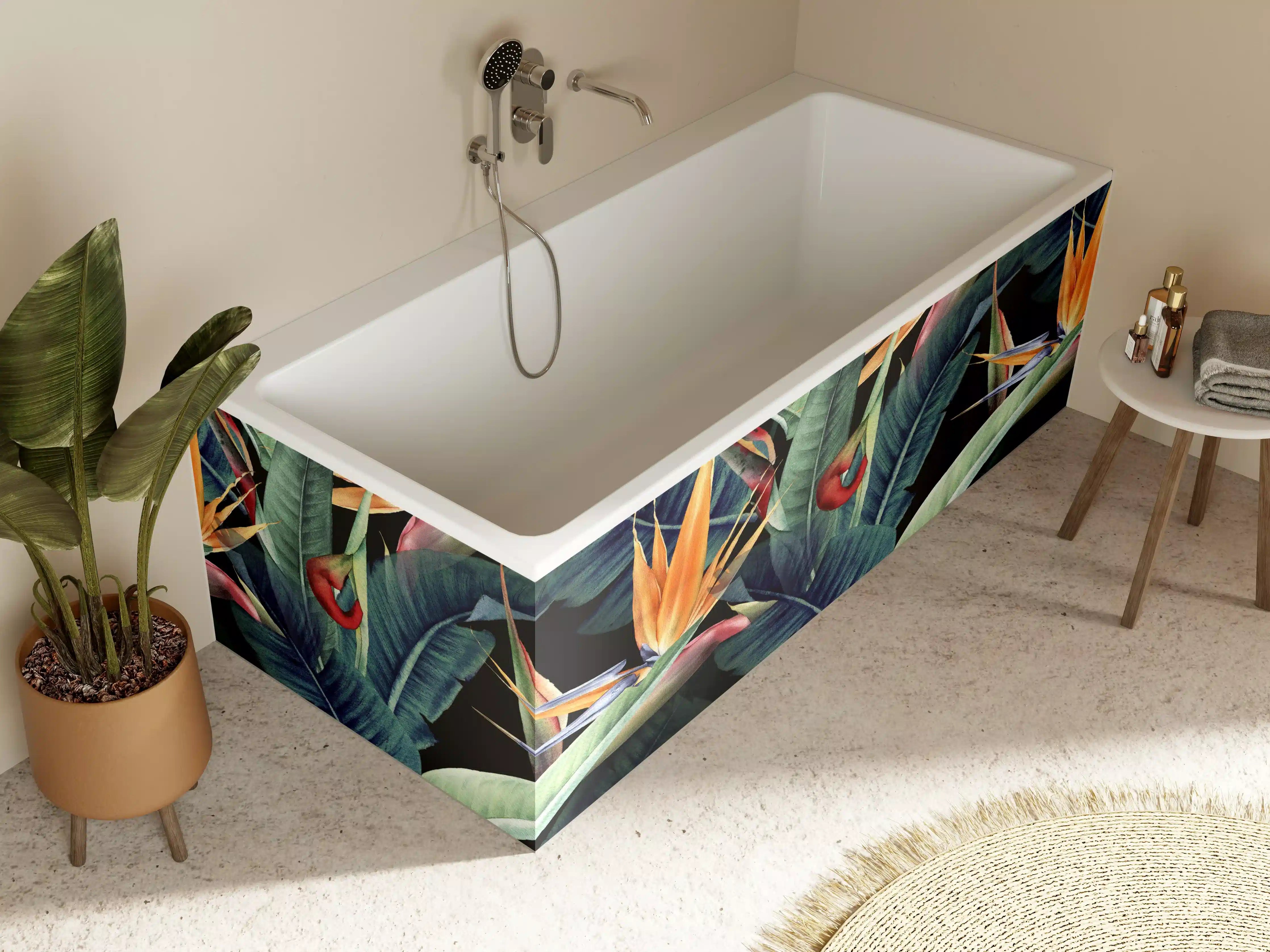 Badewannen-Rückwand - Florales Blätter Muster