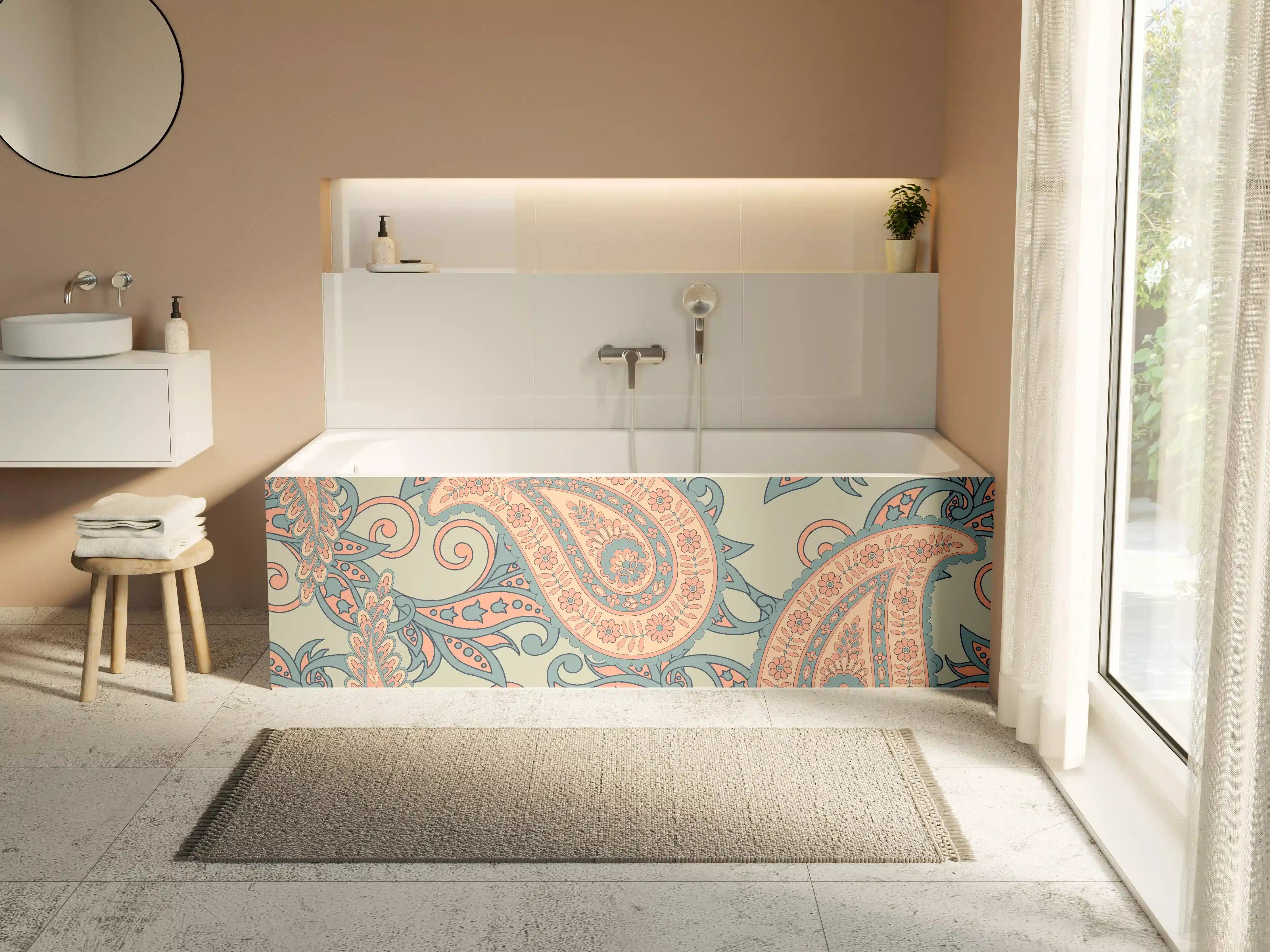 Badewannen-Rückwand - Florales Design - orientalisches Muster