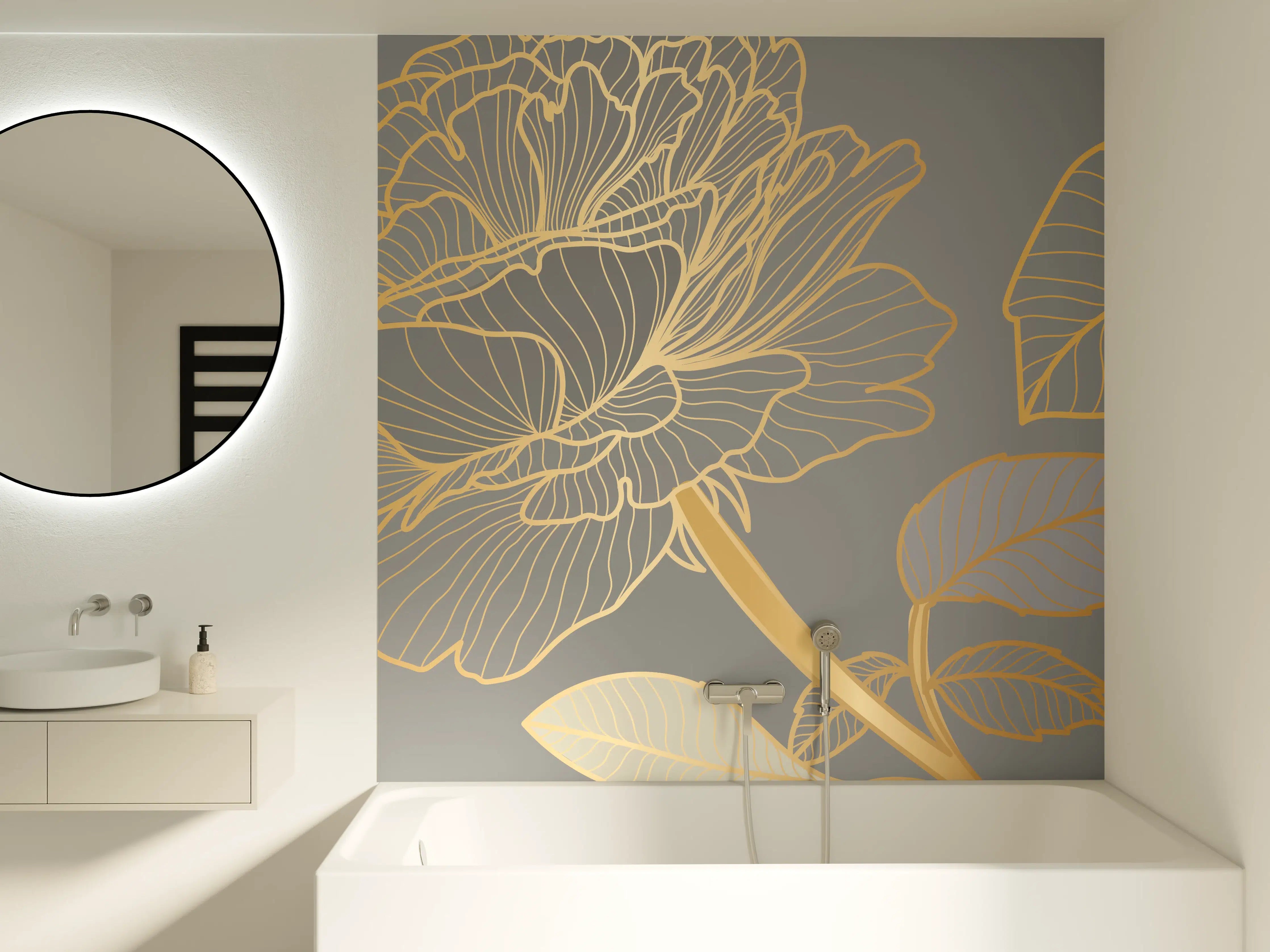 Badewannen-Rückwand - Florales Gold-Muster Design
