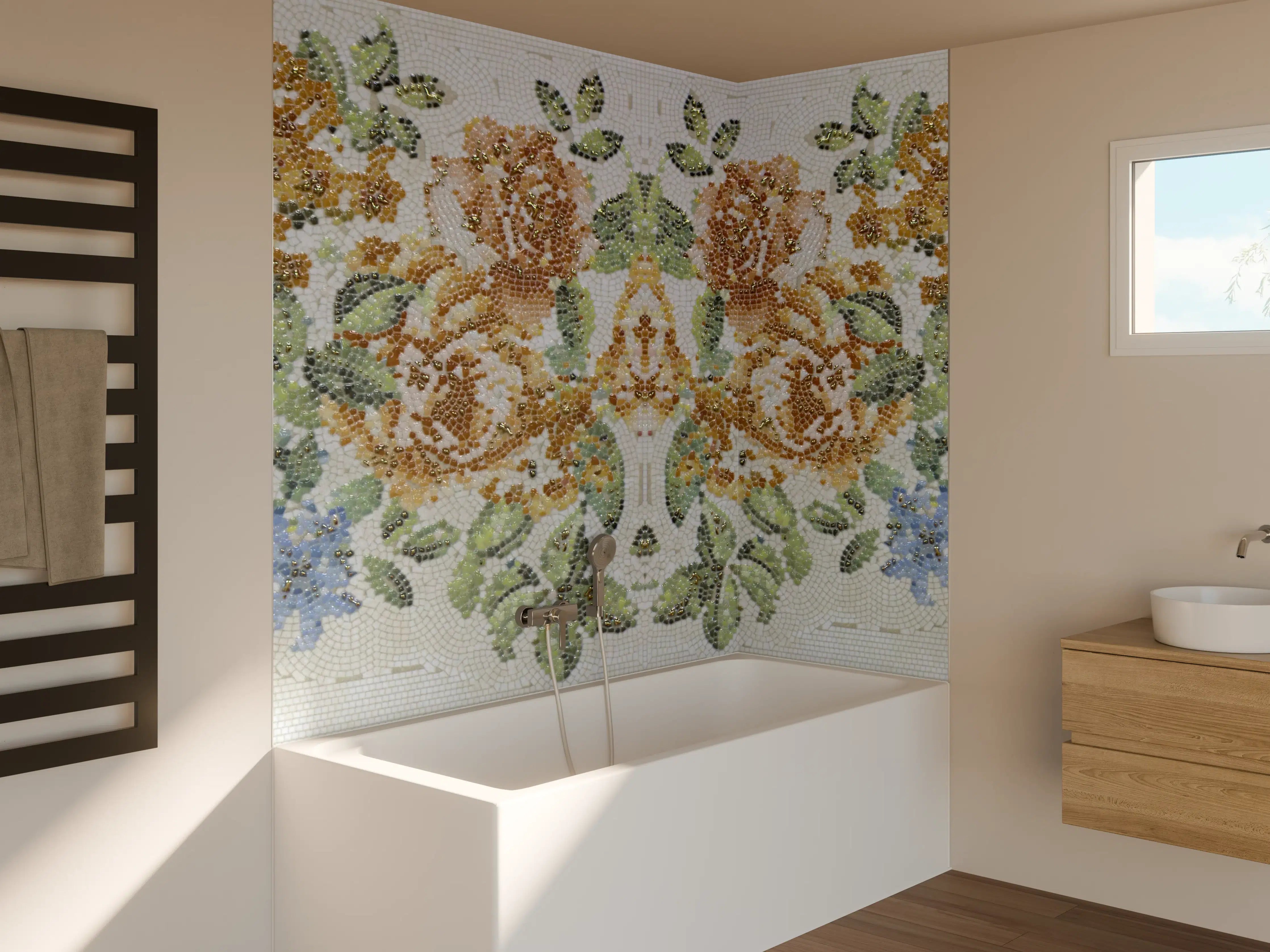 Badewannen-Rückwand - Florales Muster Design Textur