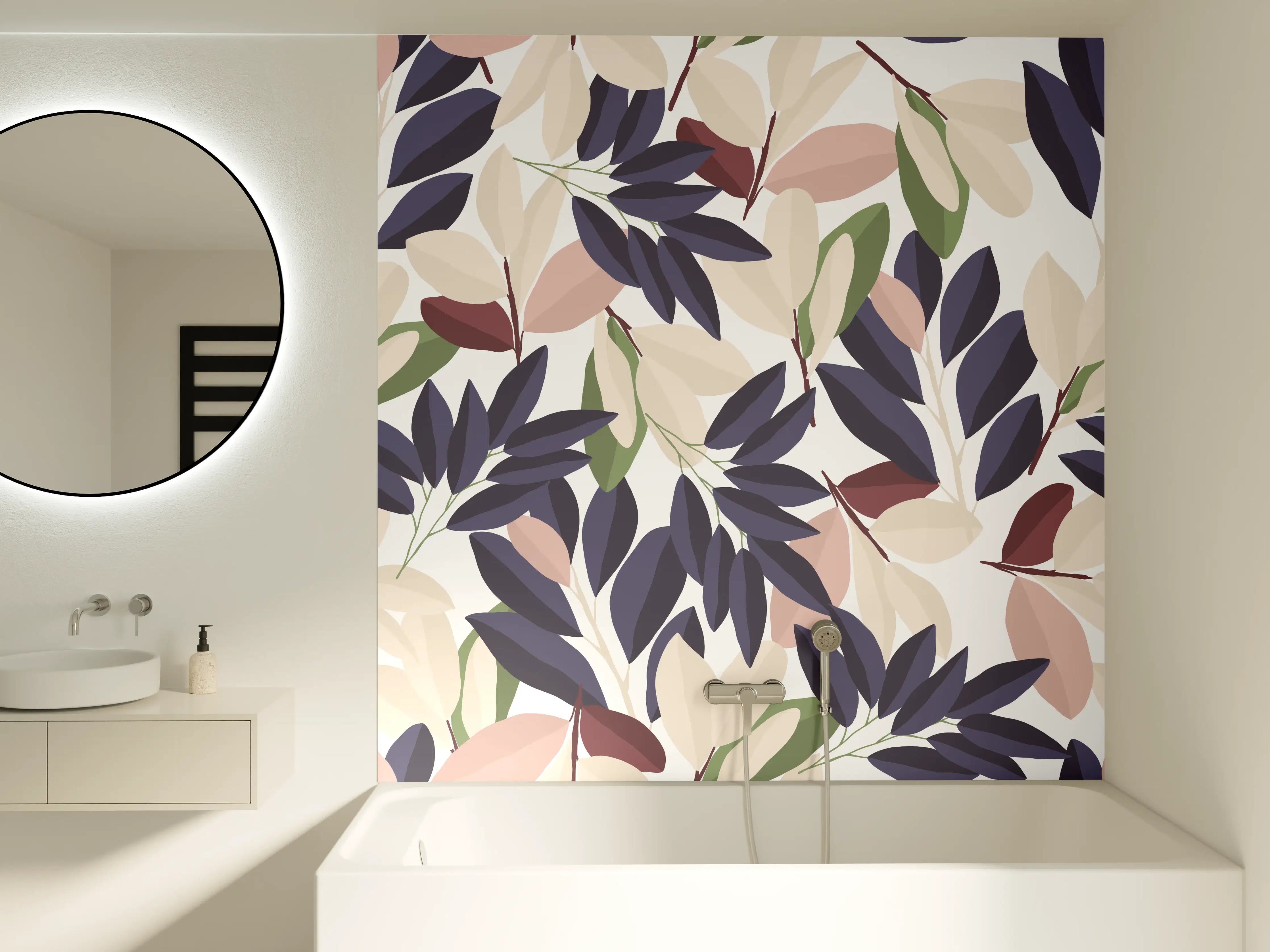 Badewannen-Rückwand - Florales Muster Pastellfarben