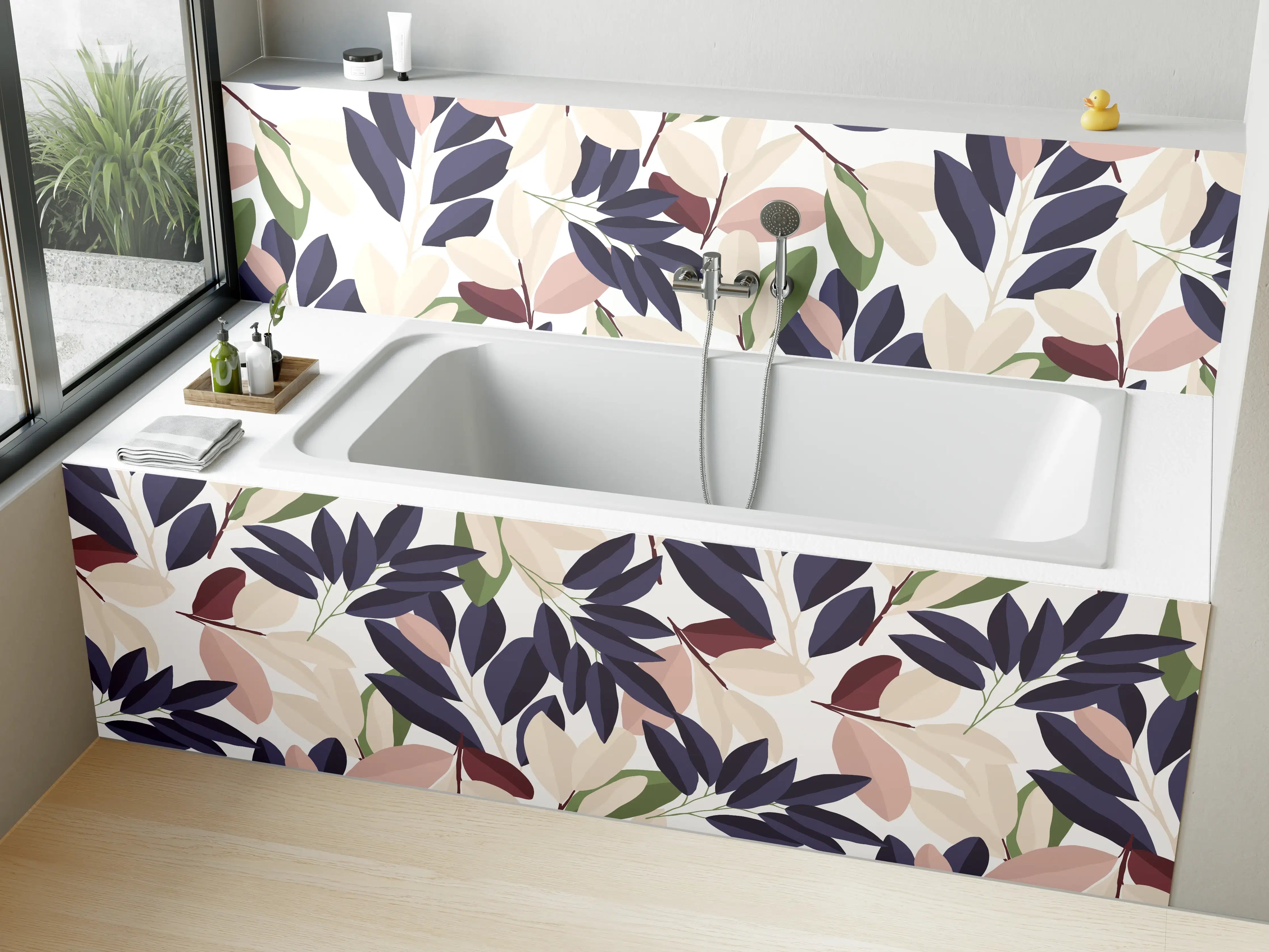 Badewannen-Rückwand - Florales Muster Pastellfarben