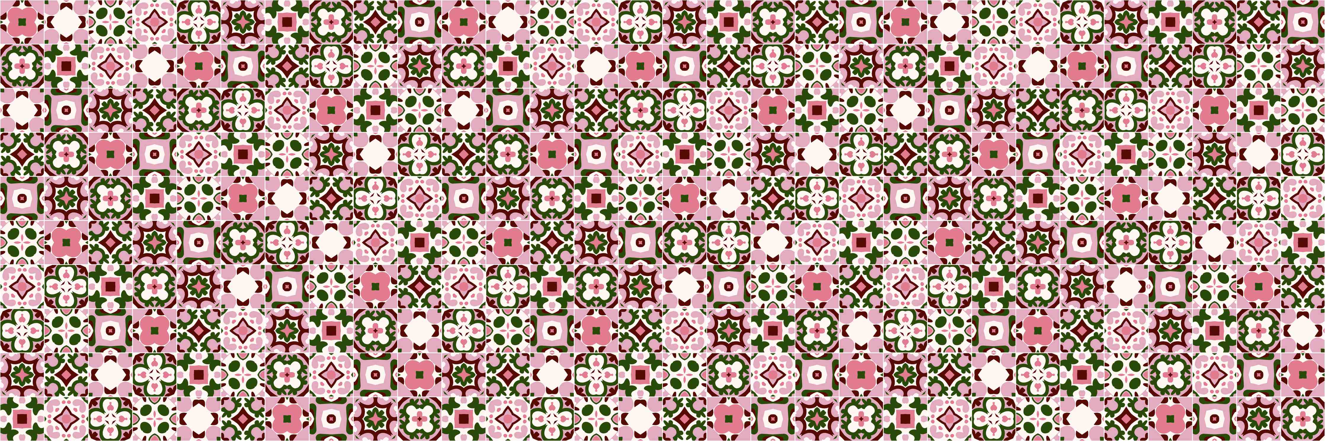 Badewannen-Rückwand-Florales Muster mit Pink, Grün und Weiß