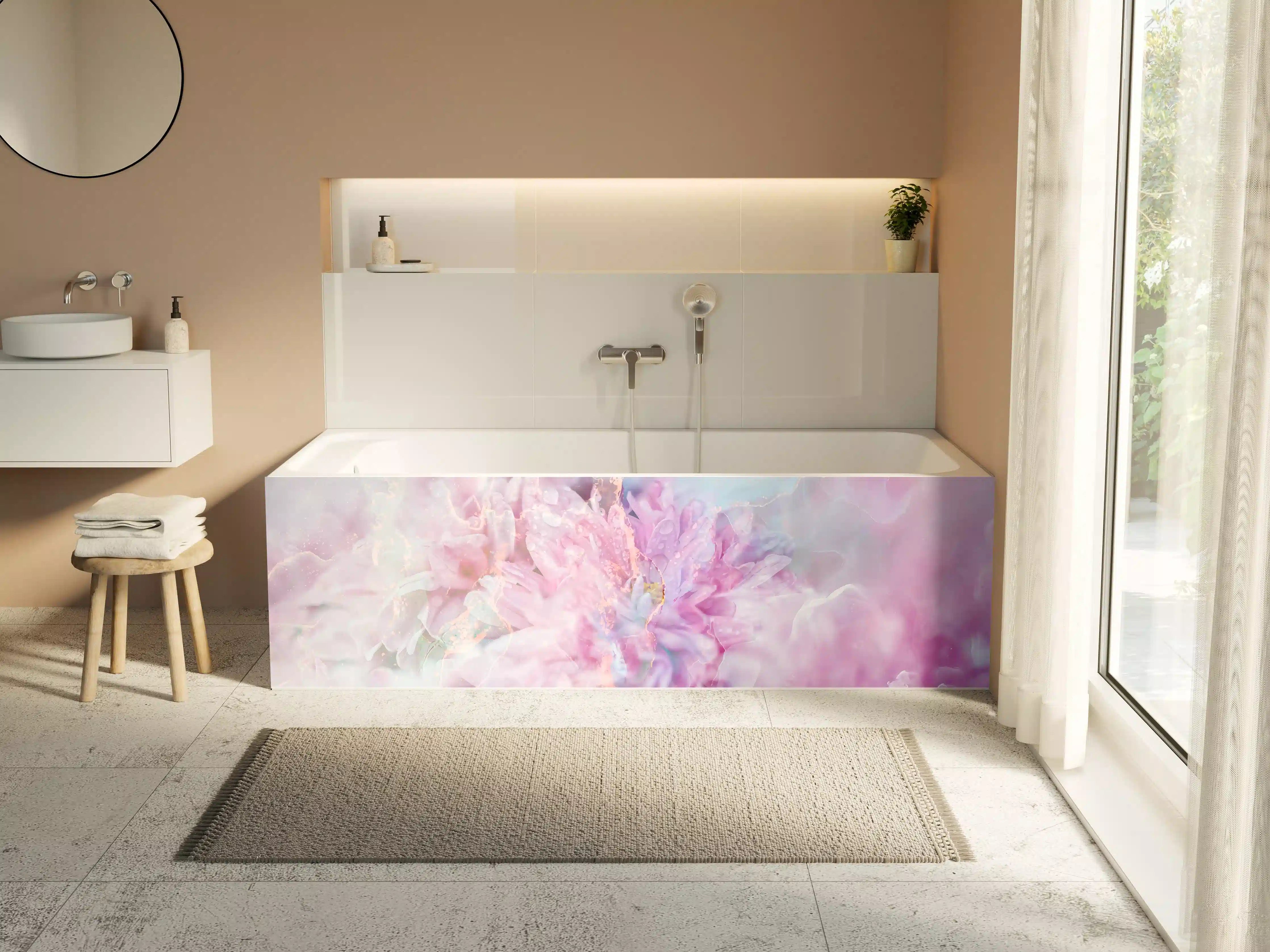 Badewannen-Rückwand - Florales Portrait - Pastell