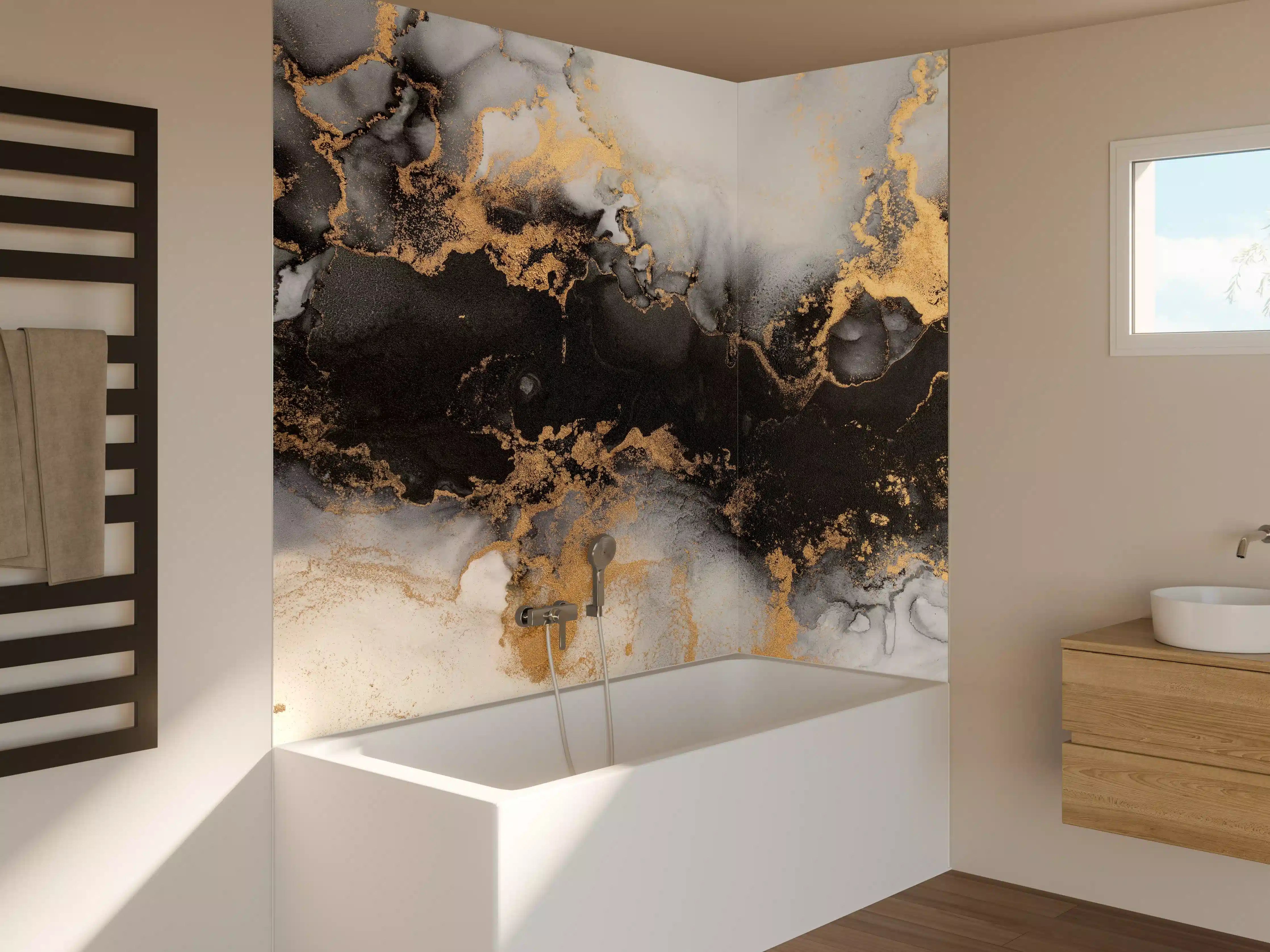 Badewannen-Rückwand - Flüssigkunst - Marmor