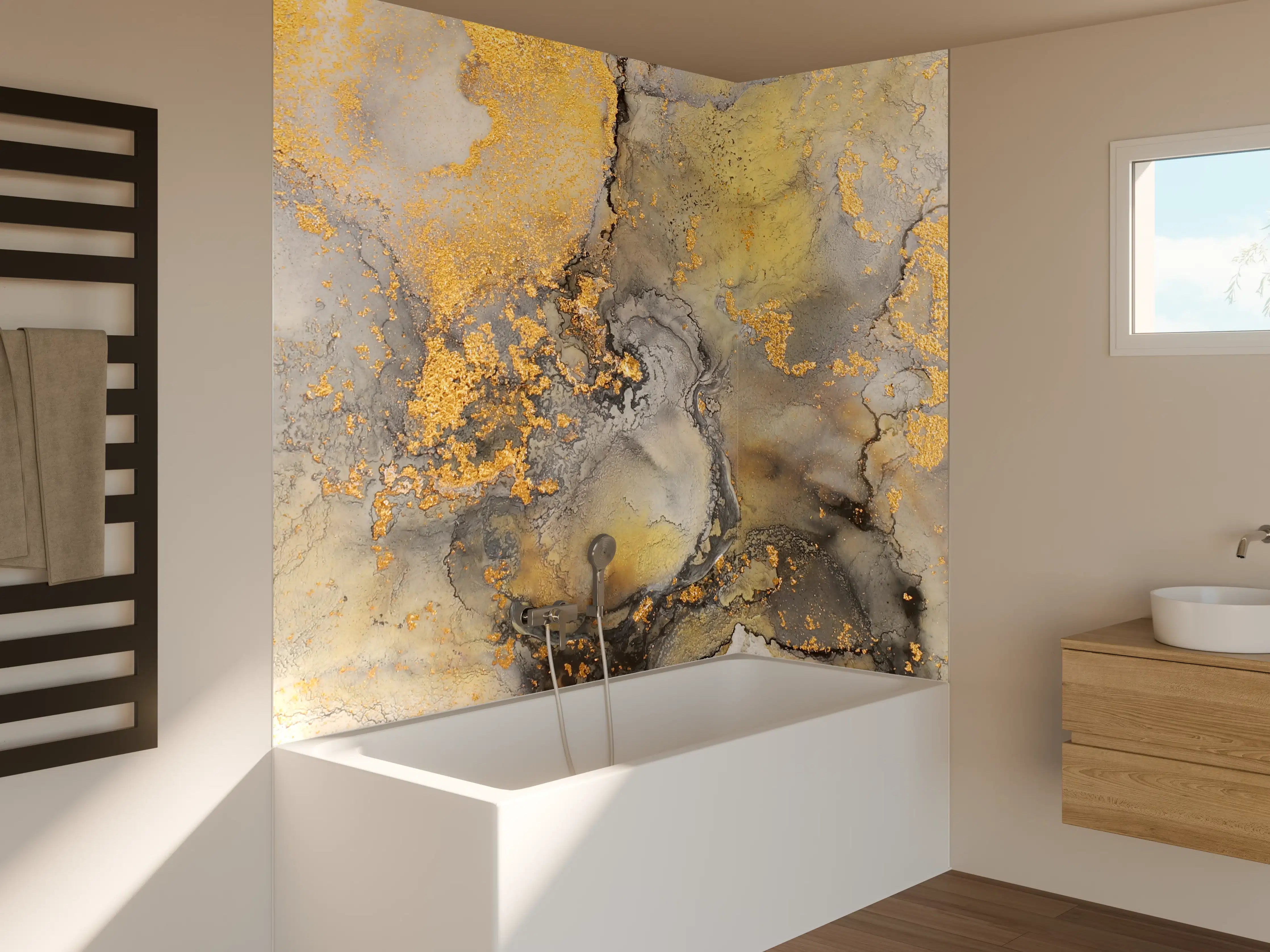 Badewannen-Rückwand - Flüssigkunstmalerei mit Alkoholtinte