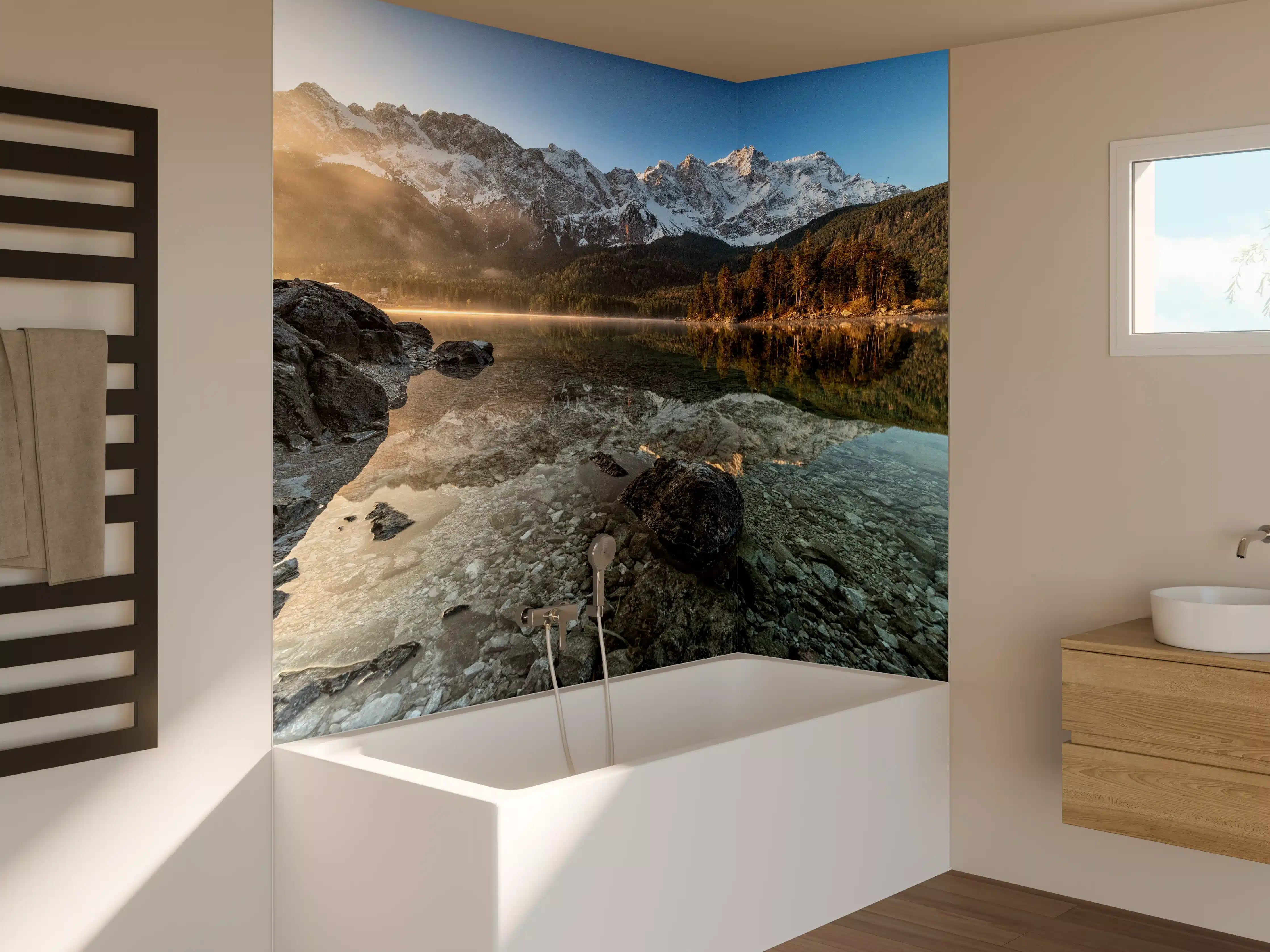 Badewannen-Rückwand - Friedliche Aussicht auf den Eibsee - Bayern