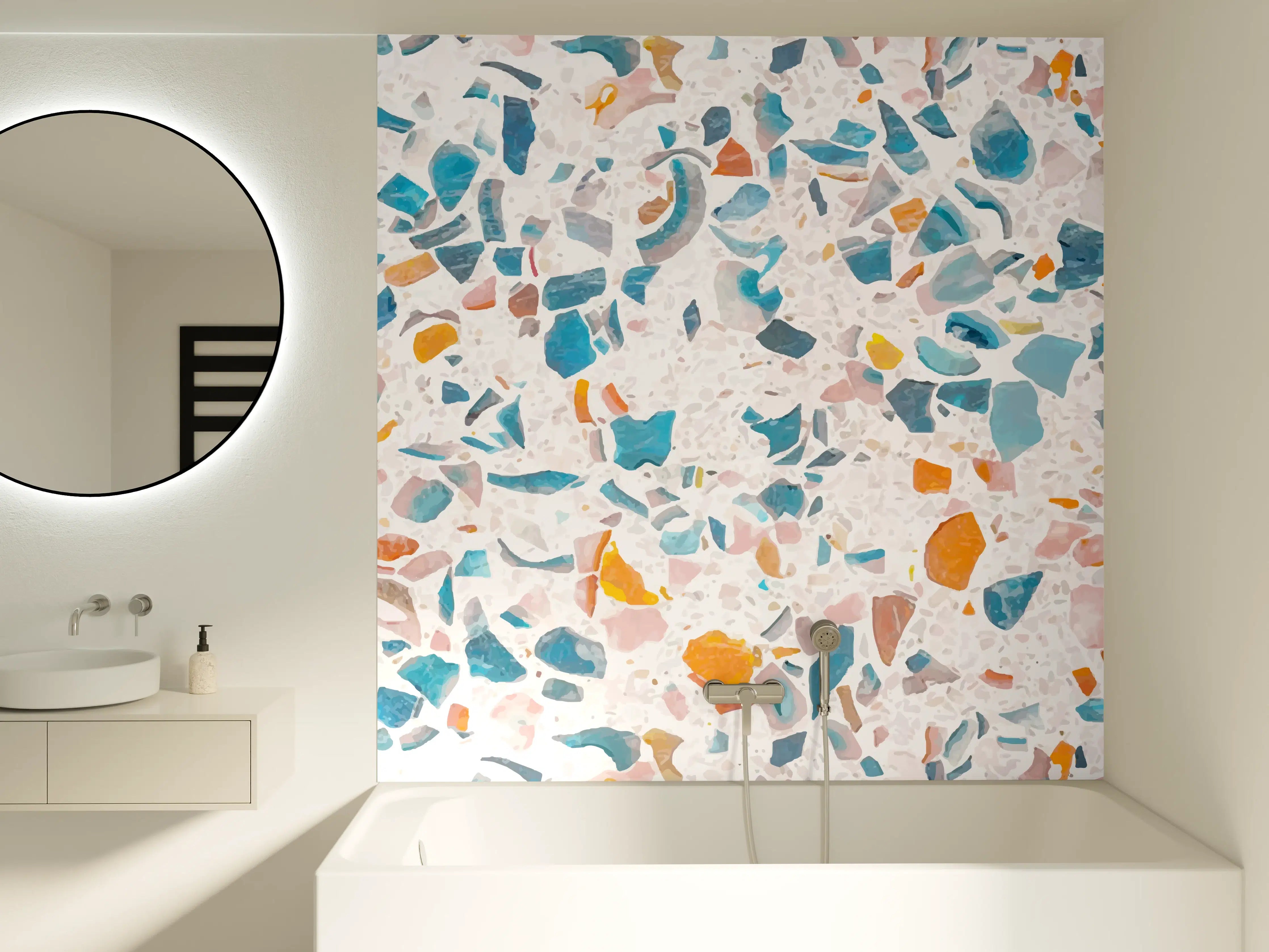 Badewannen-Rückwand - Frisches Terrazzo-Design Bunt
