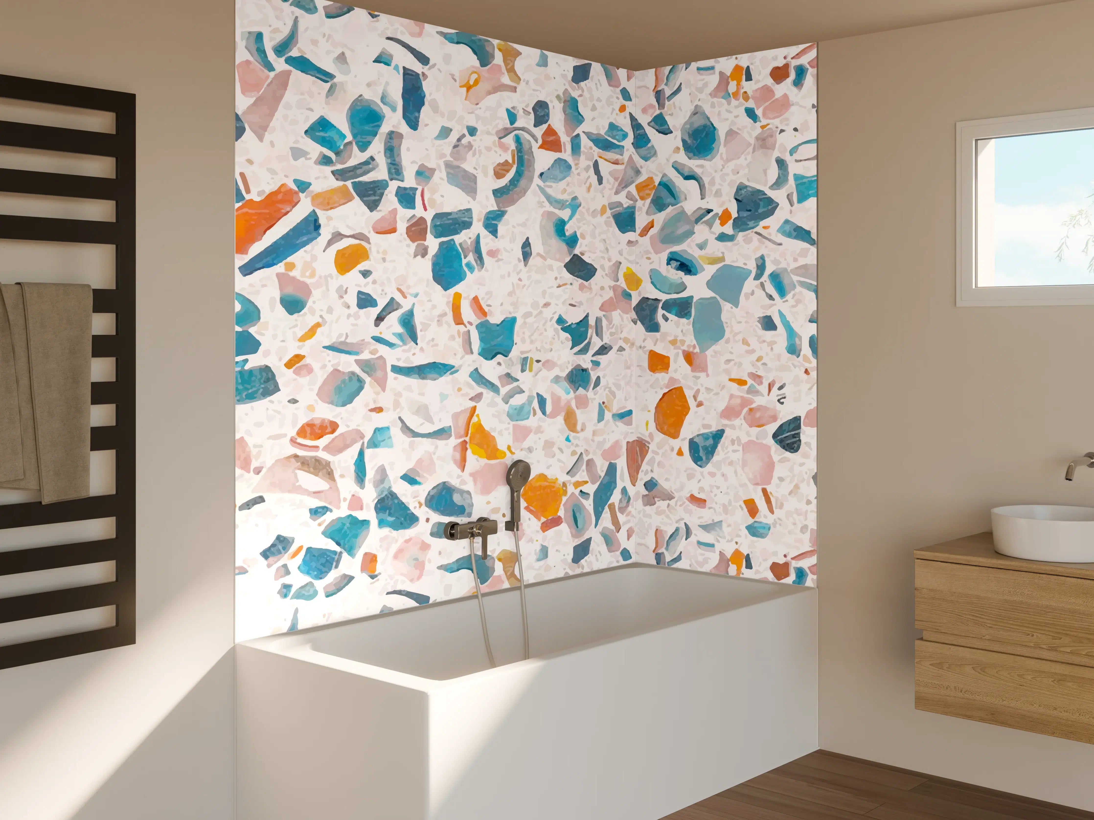 Badewannen-Rückwand - Frisches Terrazzo-Design Bunt