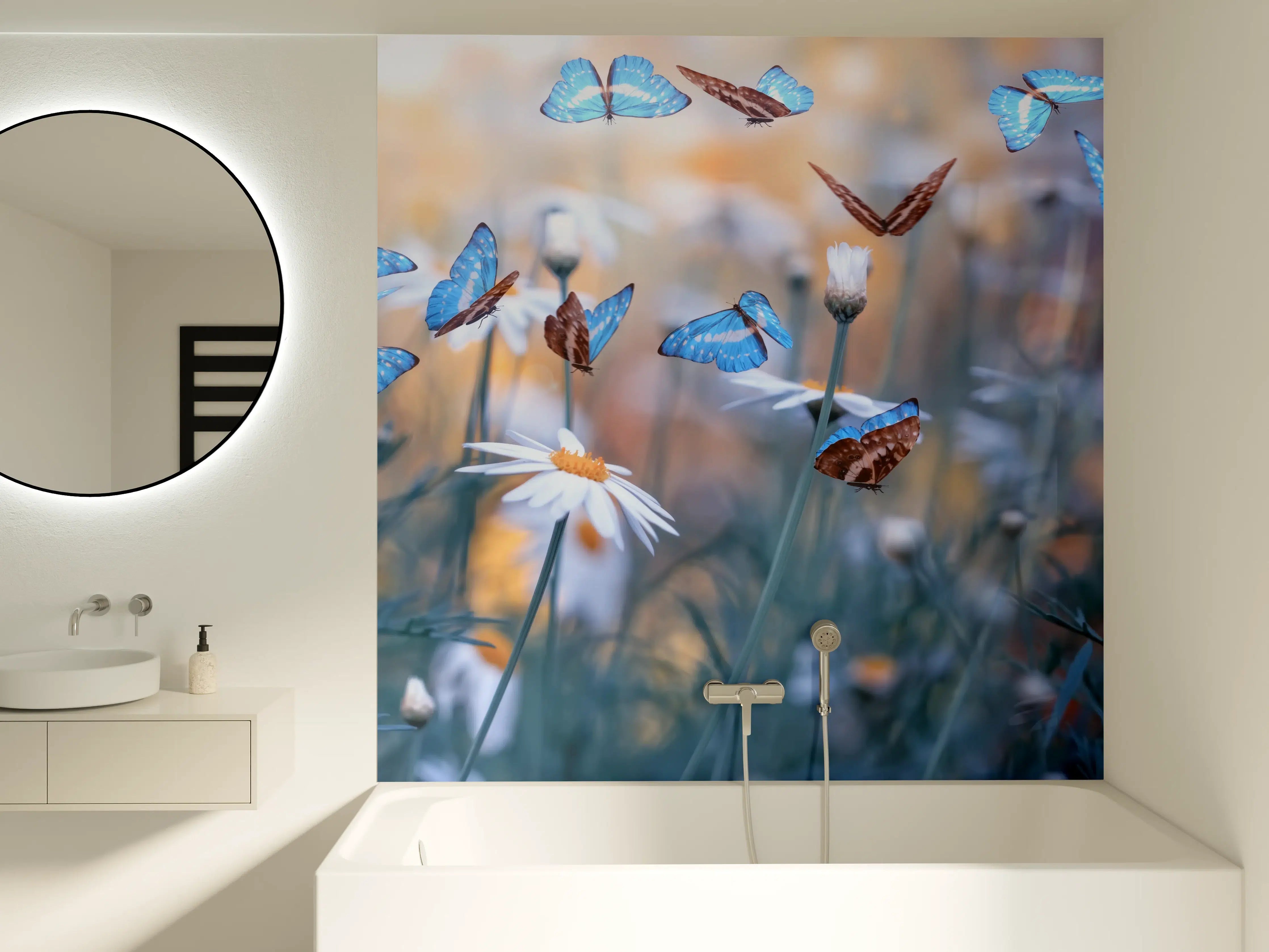Badewannen-Rückwand - Frühling Naturlandschaft mit wilden Blumen