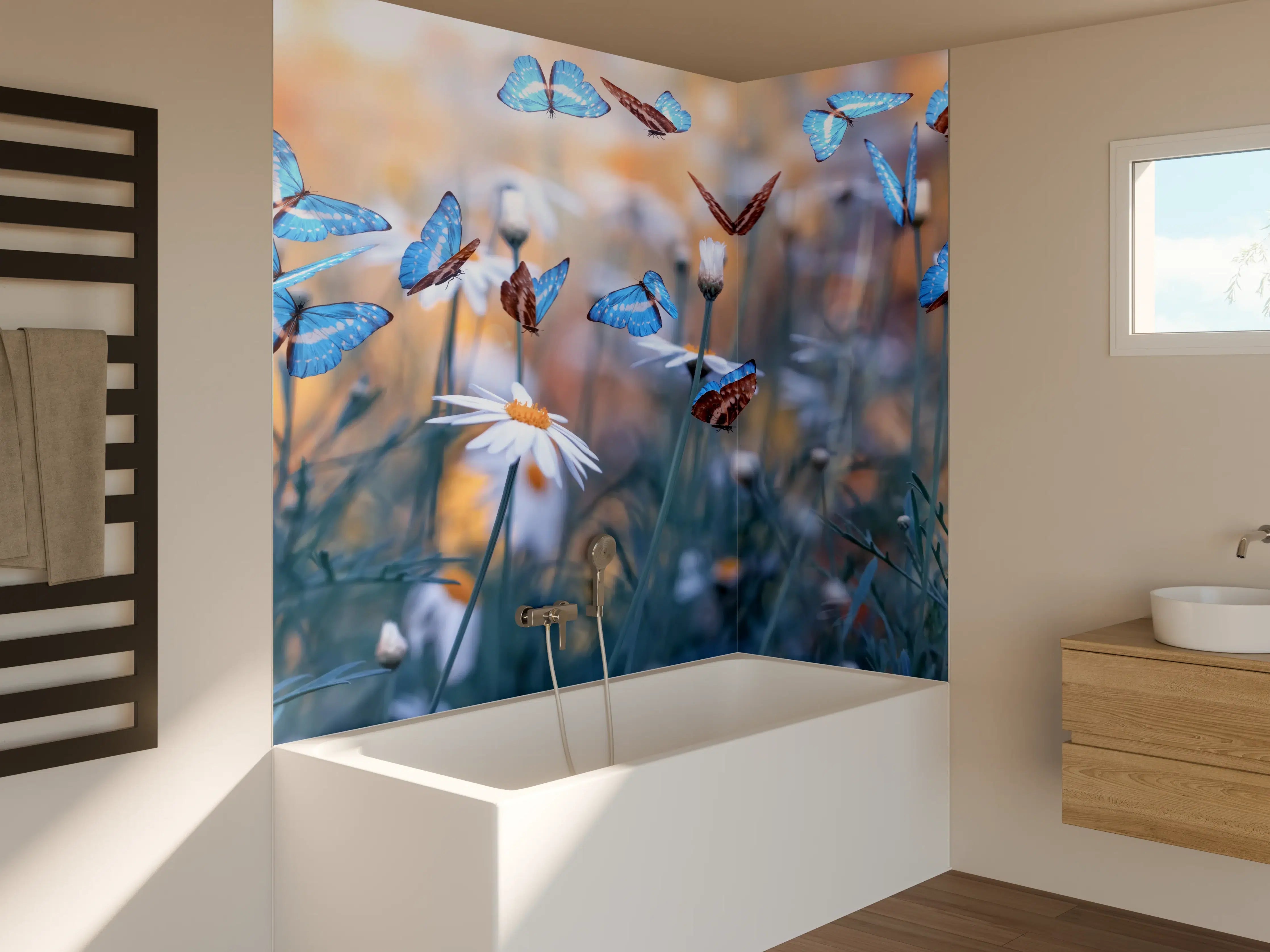 Badewannen-Rückwand - Frühling Naturlandschaft mit wilden Blumen