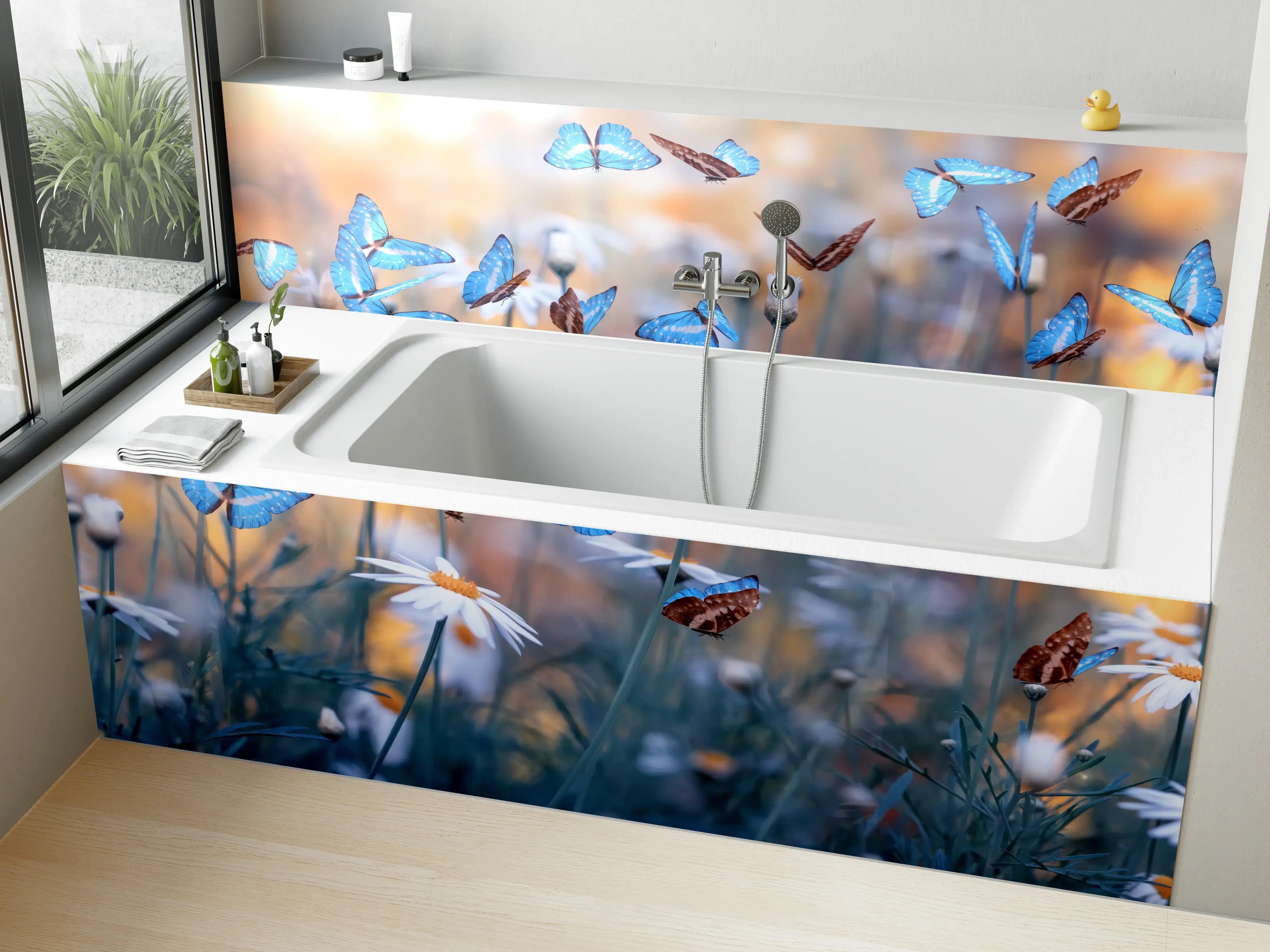 Badewannen-Rückwand - Frühling Naturlandschaft mit wilden Blumen