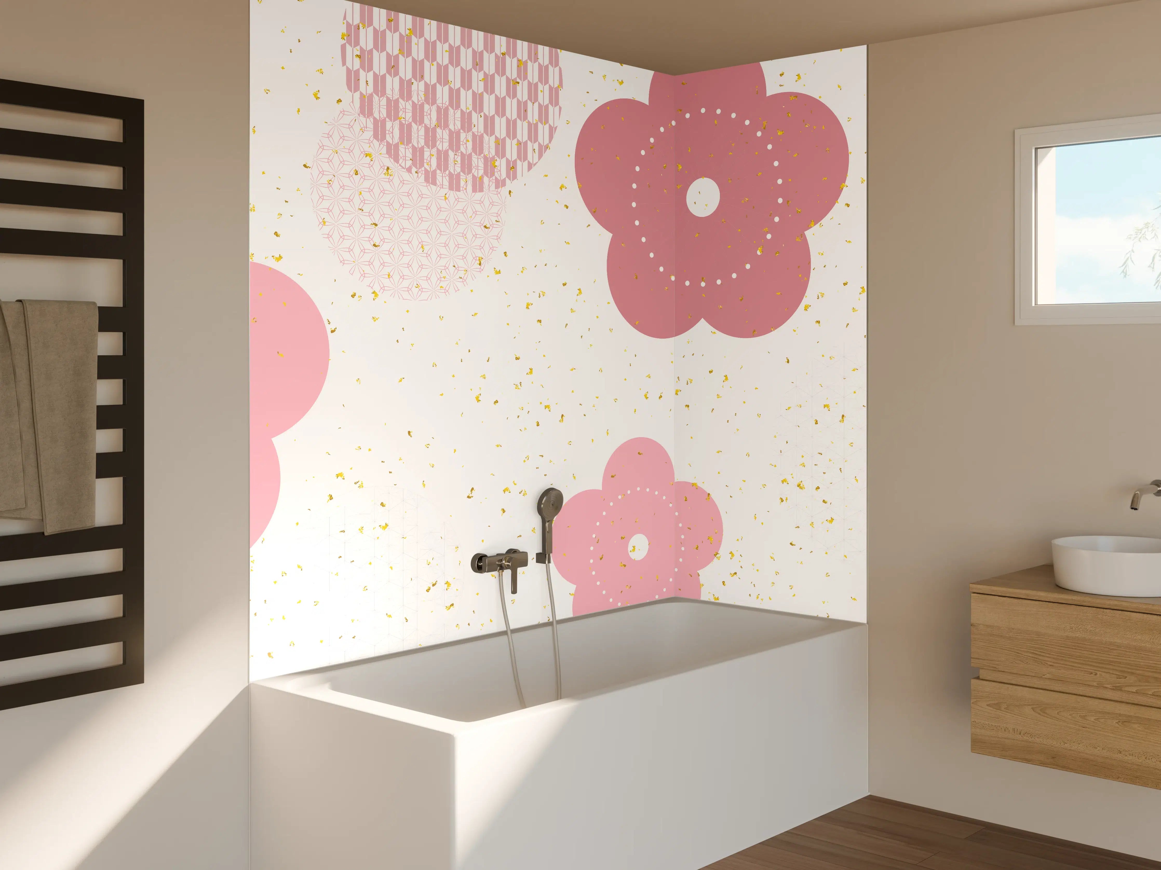 Badewannen-Rückwand - Frühlingshaftes Kirschblüten-Design