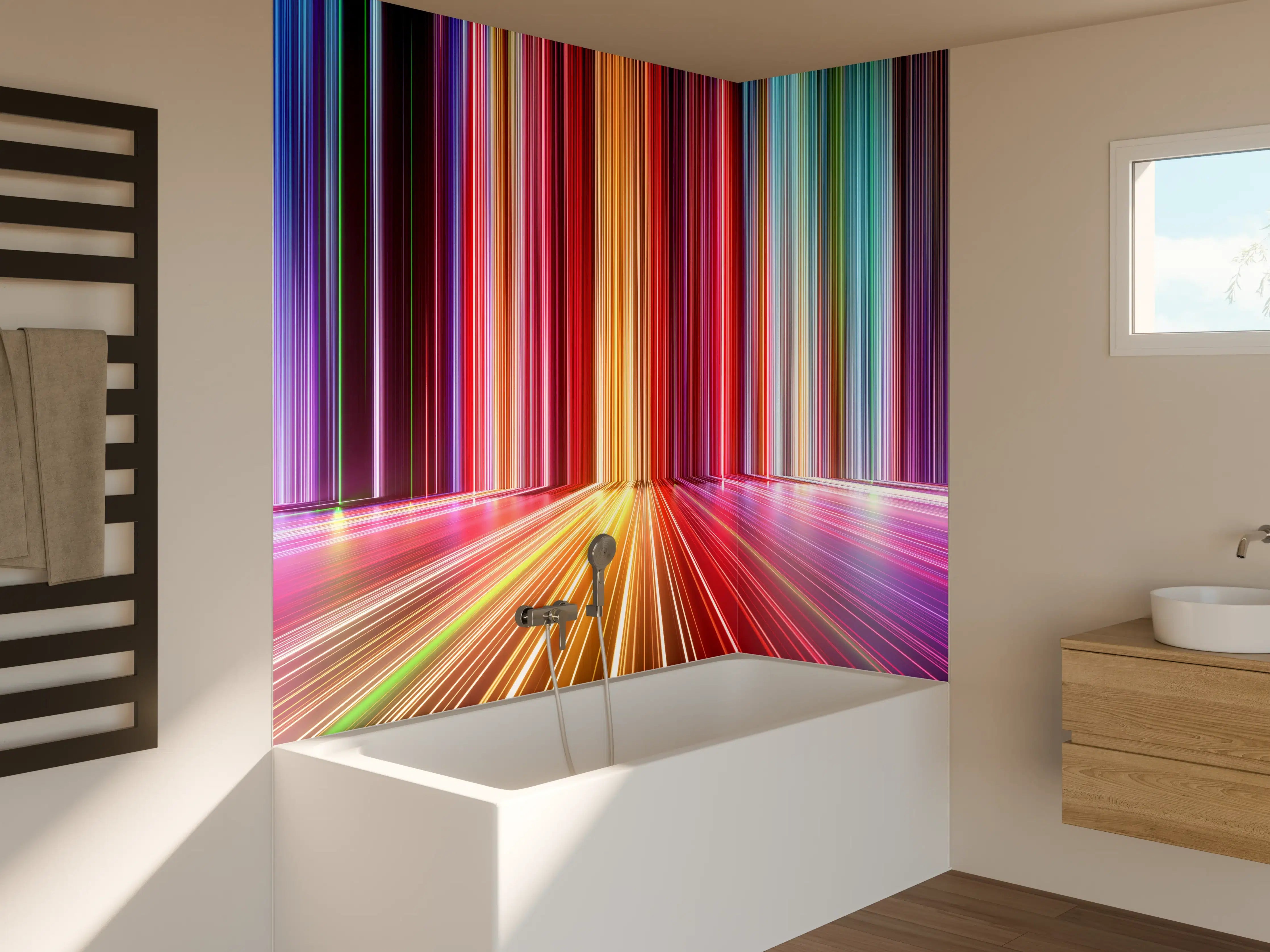 Badewannen-Rückwand - Futuristische Farben - 3D Render