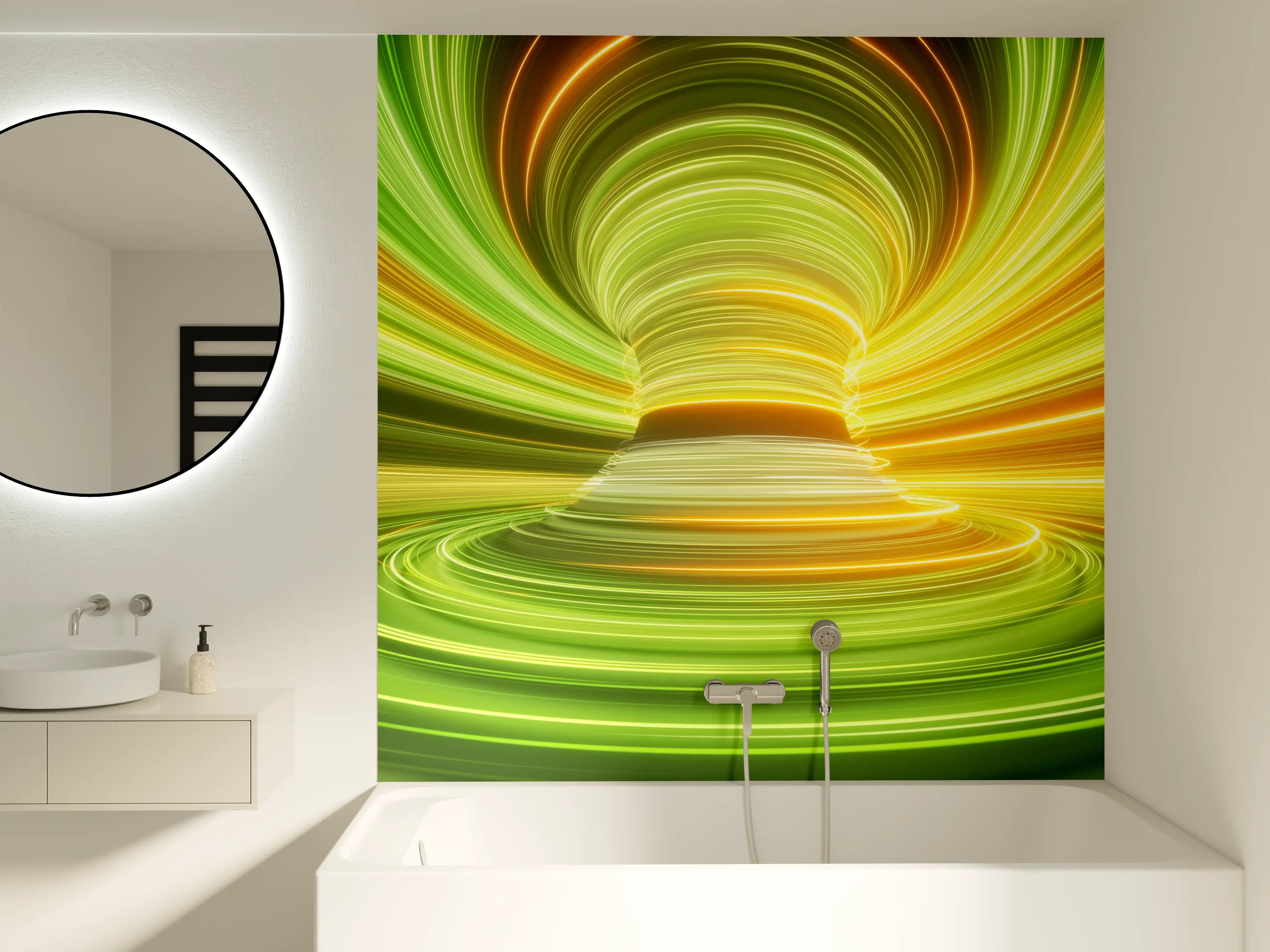 Badewannen-Rückwand - Futuristisches Muster - Neon