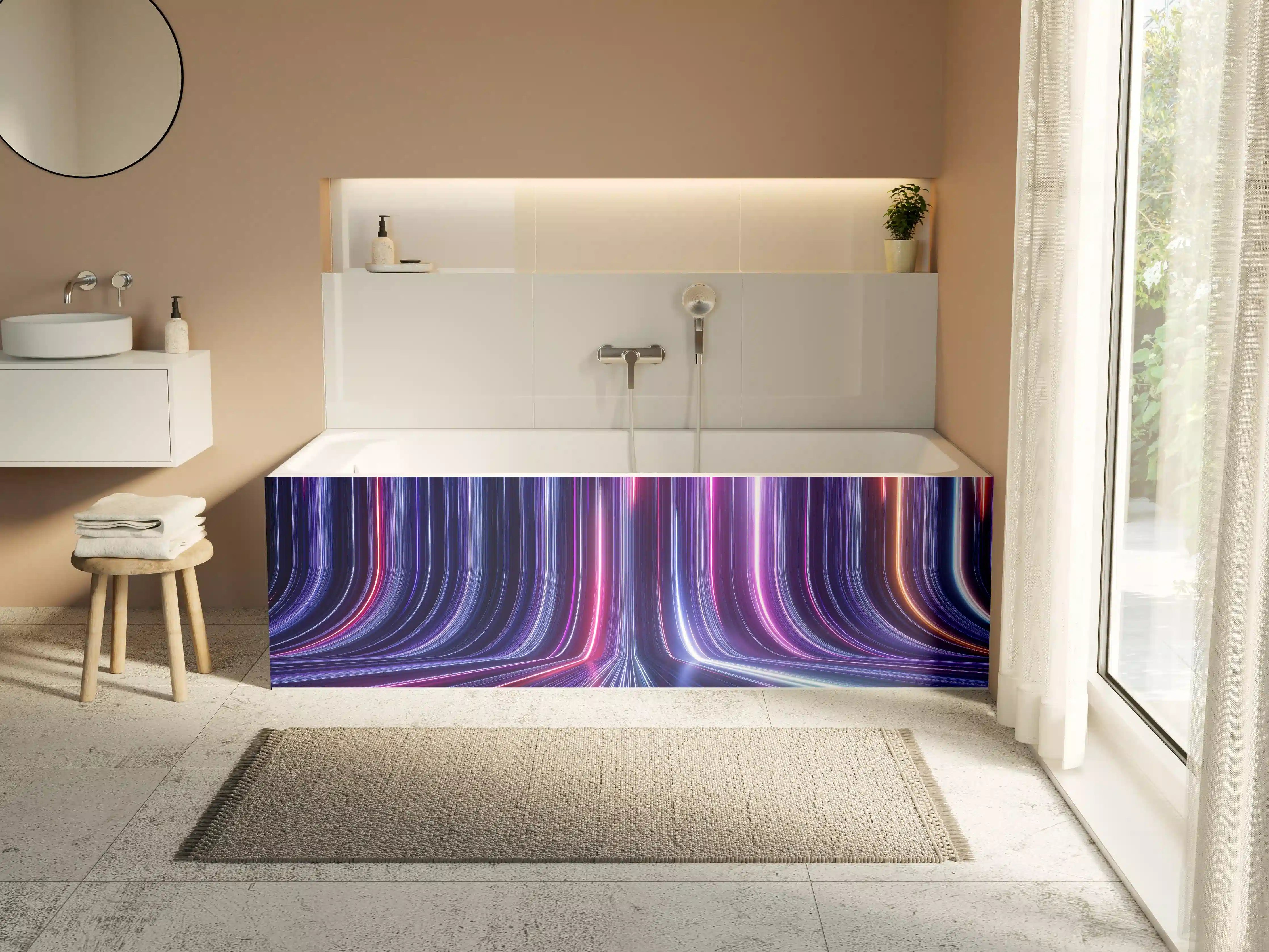 Badewannen-Rückwand - Futuristisches Neon Design