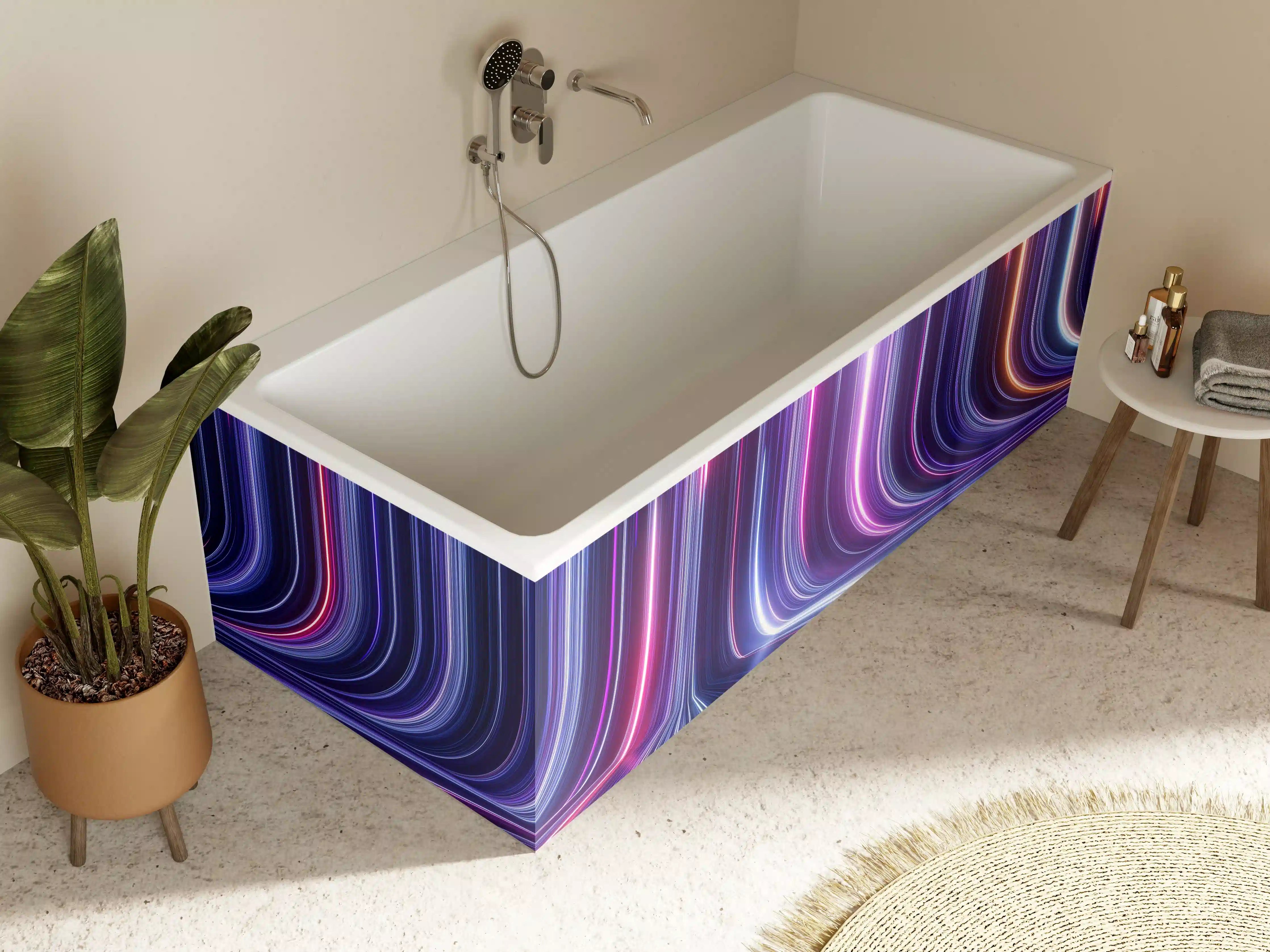 Badewannen-Rückwand - Futuristisches Neon Design