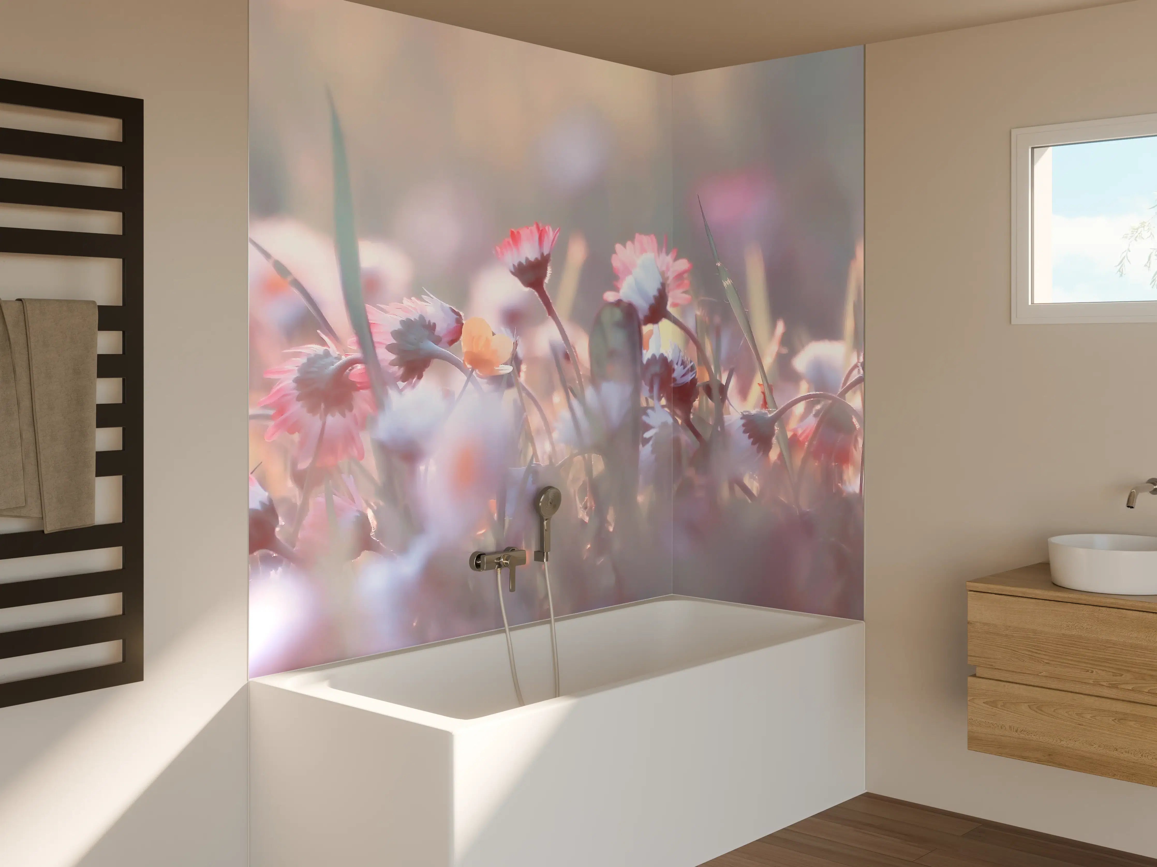 Badewannen-Rückwand - Gänseblümchen in der Natur