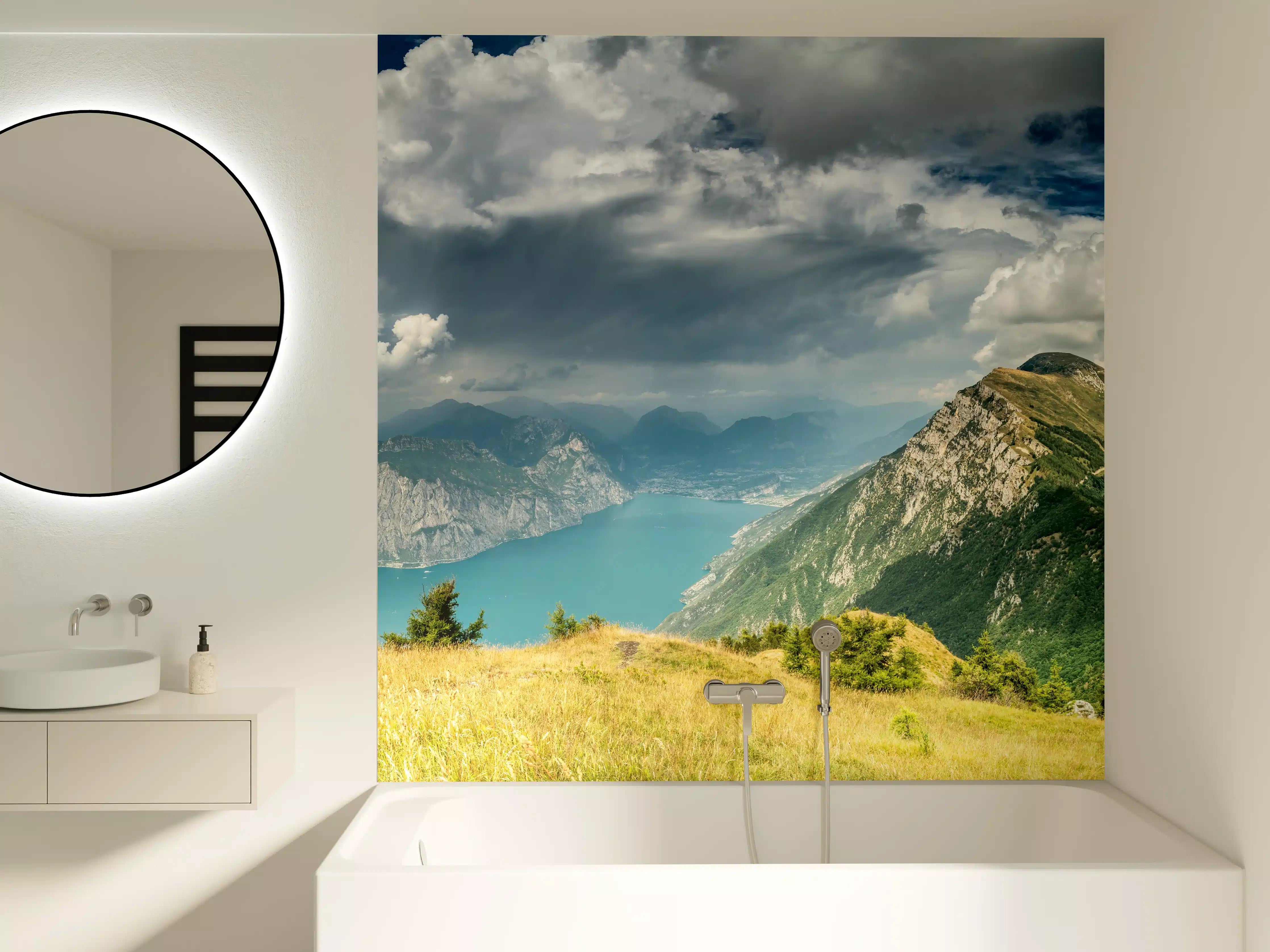 Badewannen-Rückwand - Gardasee – Harmonie in Blau-Grün