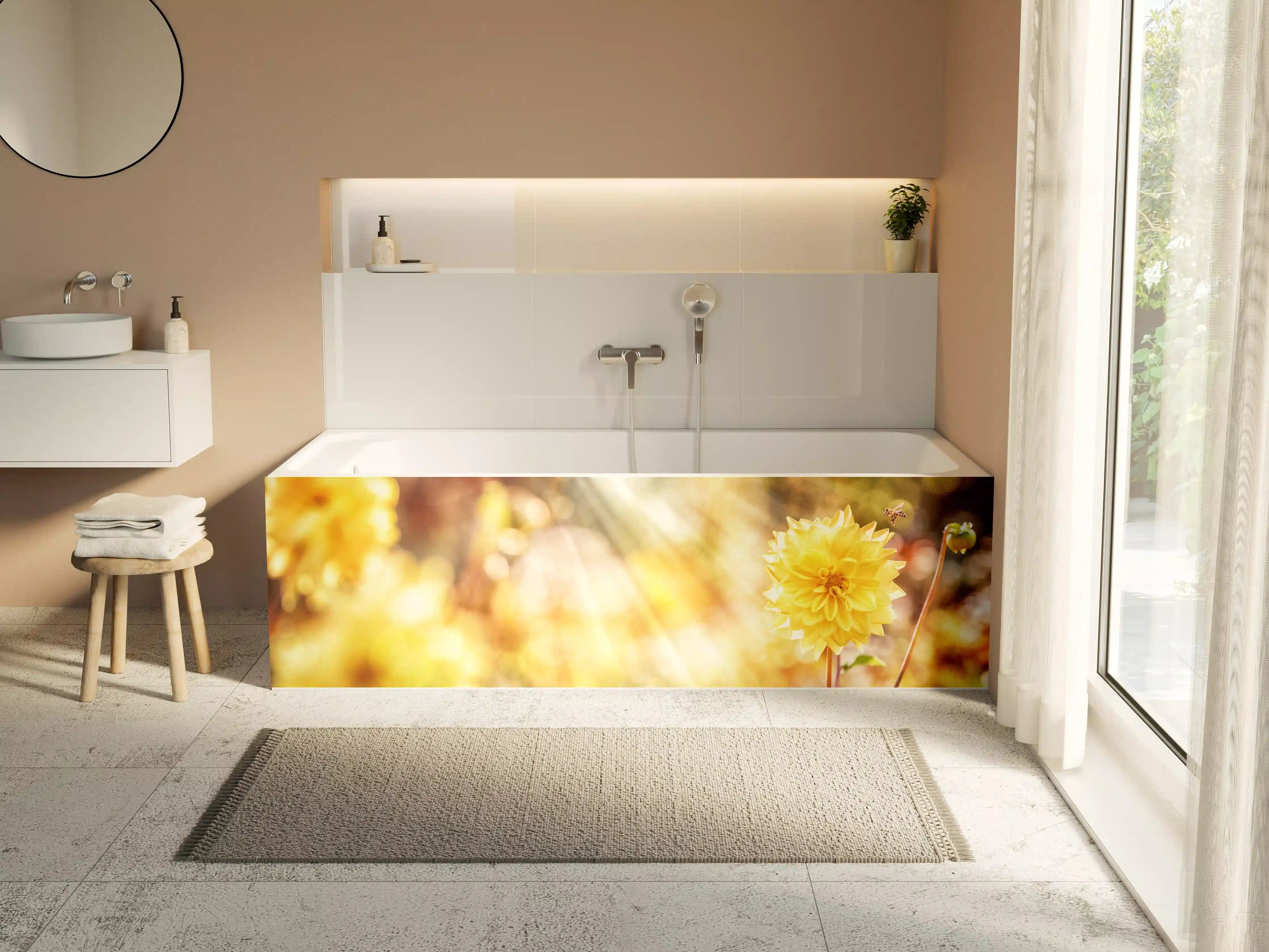 Badewannen-Rückwand - Gelbe Dahlie