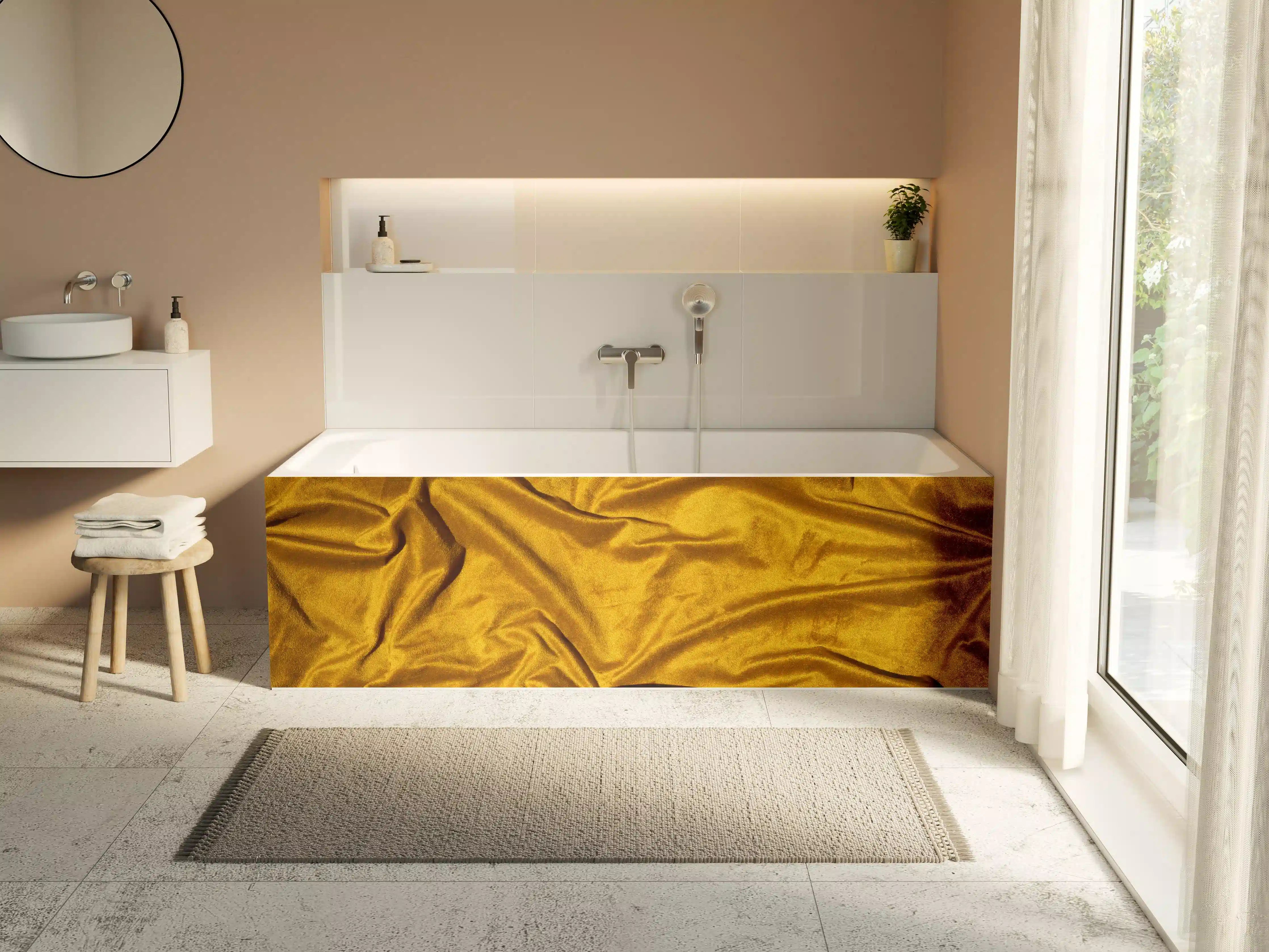 Badewannen-Rückwand - Gelbe Satin Seide