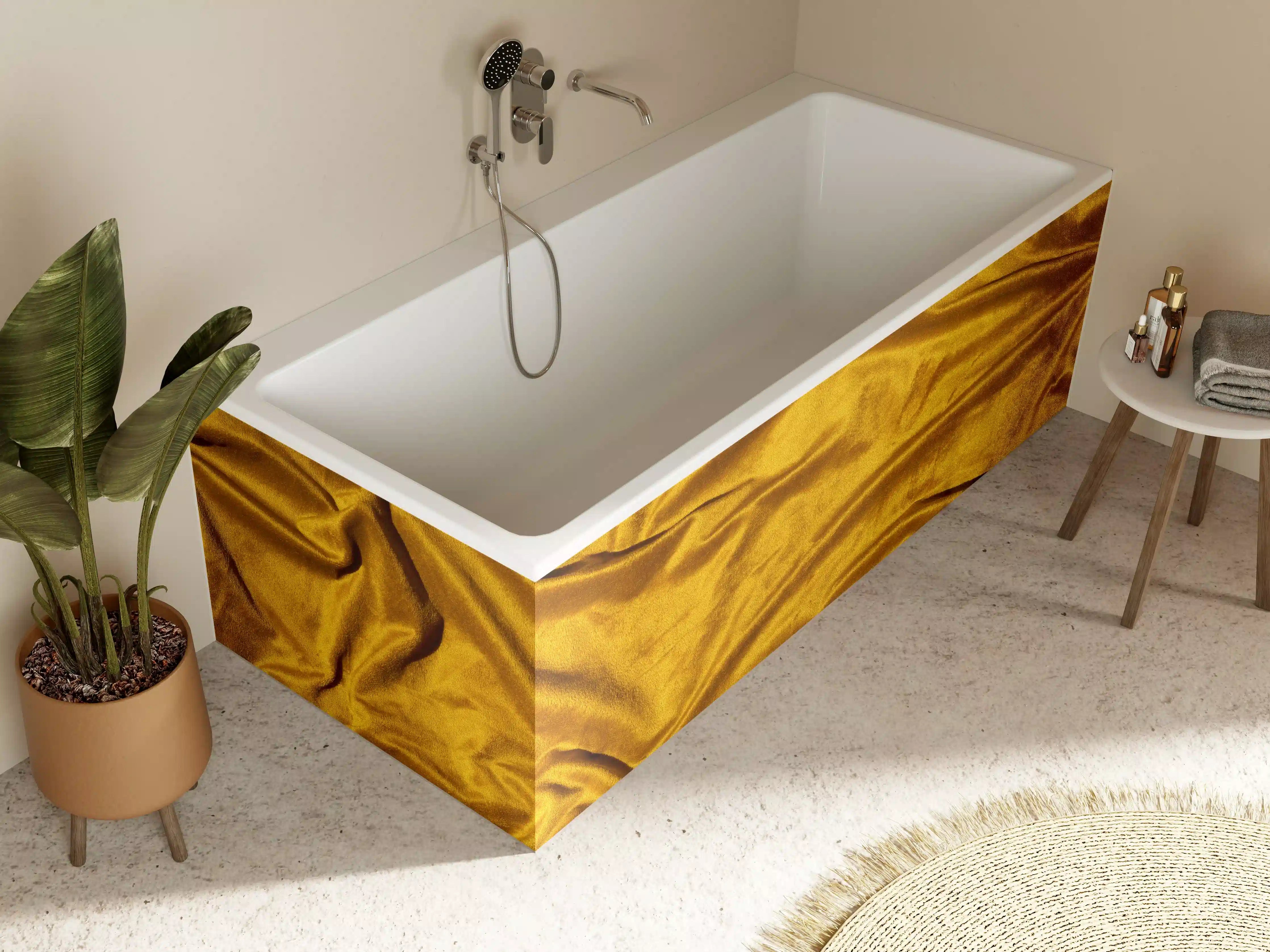 Badewannen-Rückwand - Gelbe Satin Seide