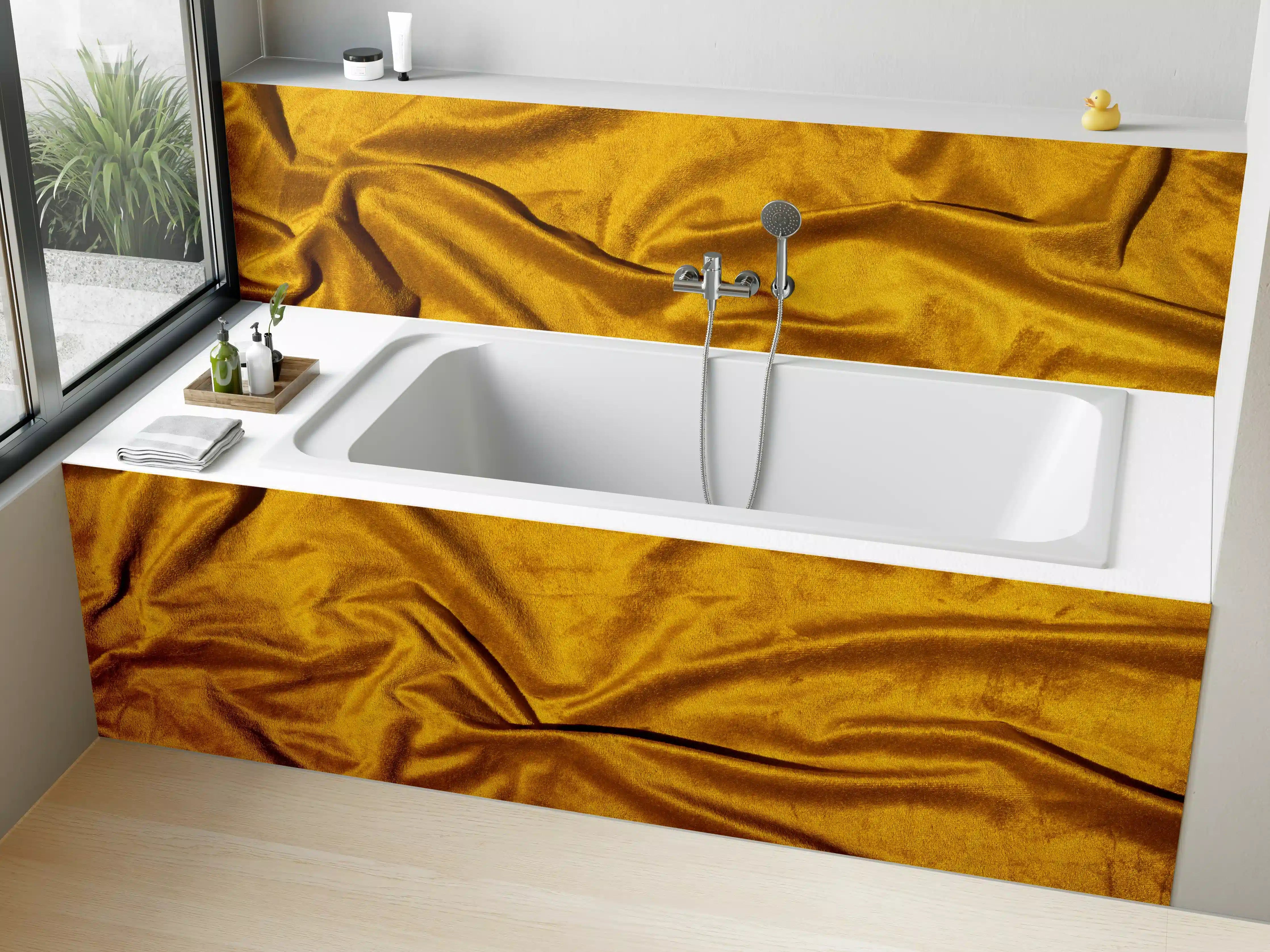 Badewannen-Rückwand - Gelbe Satin Seide