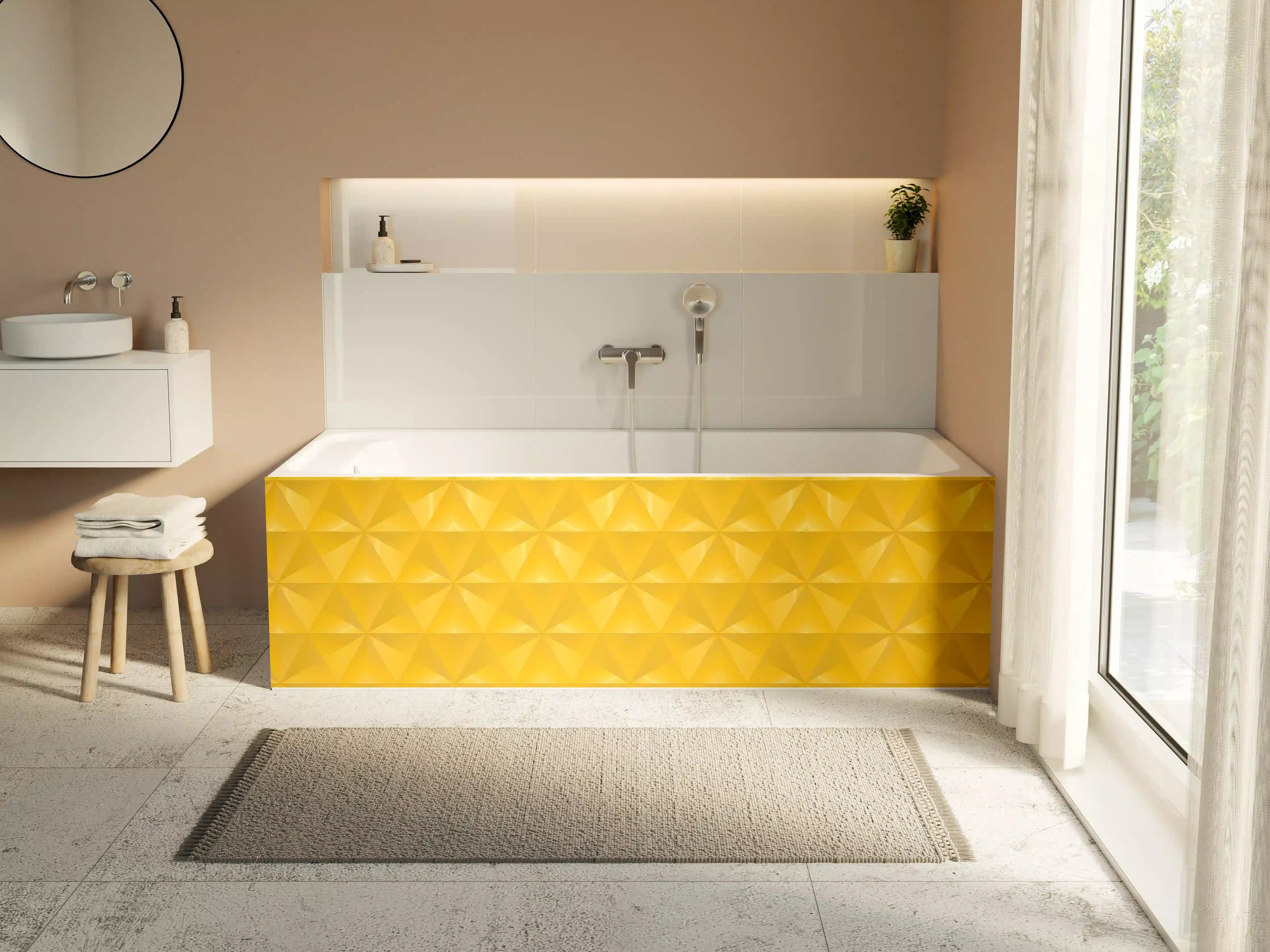 Badewannen-Rückwand - Gelbes Fliesenmuster - Geometrie