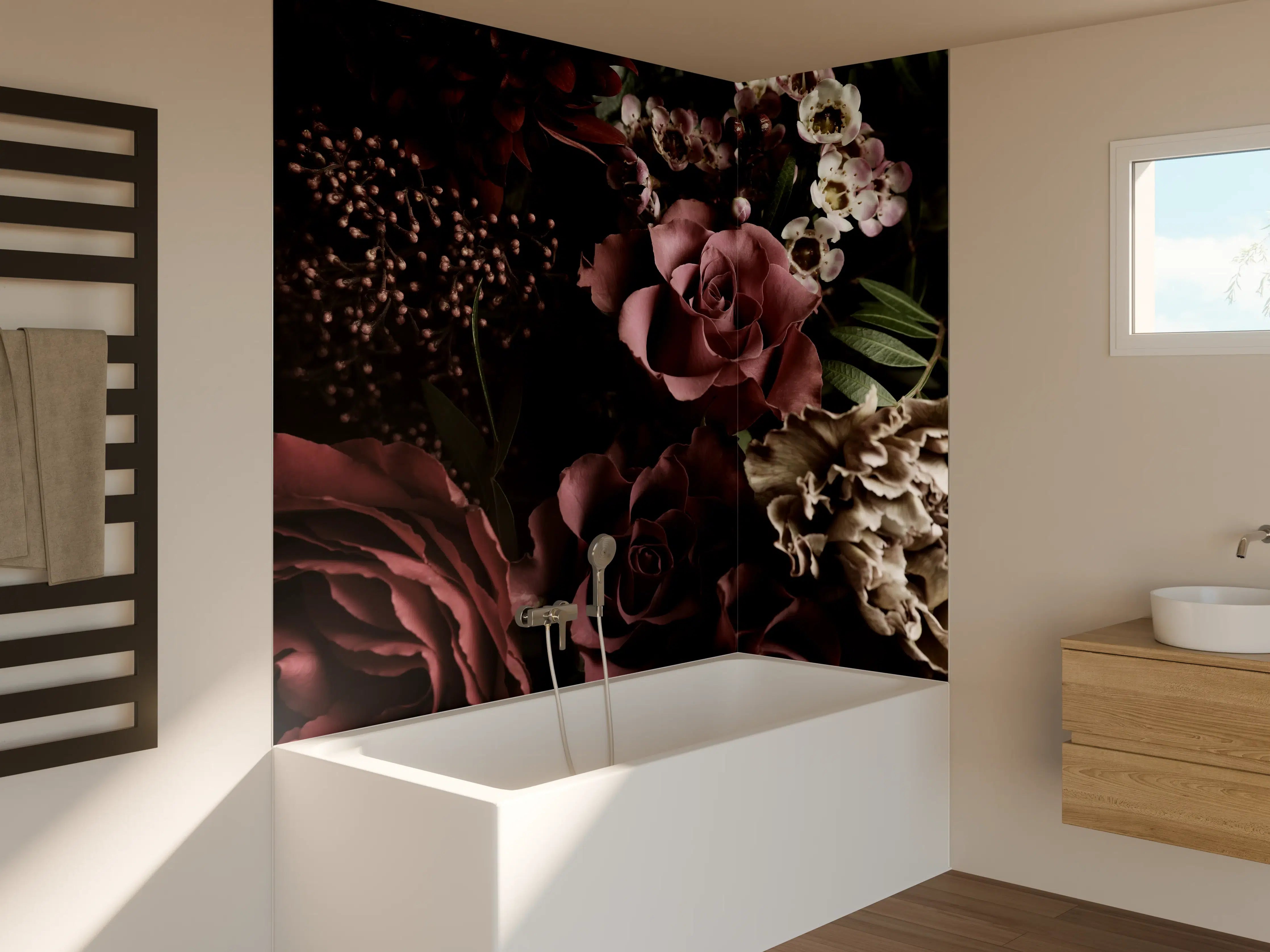Badewannen-Rückwand - Gemischter Vintage-Blumenstrauß 