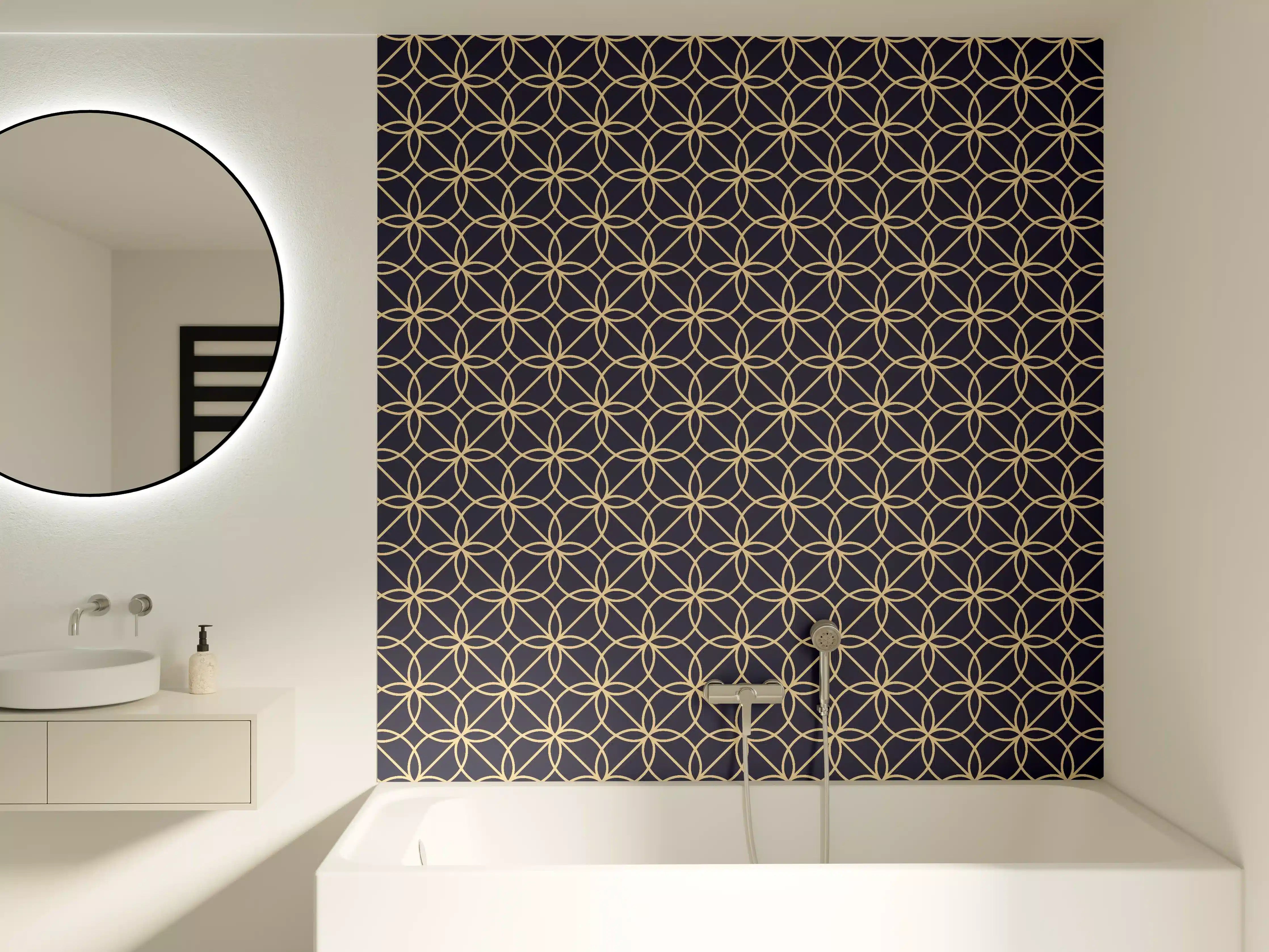 Badewannen-Rückwand - Geometrisch Blaues Muster