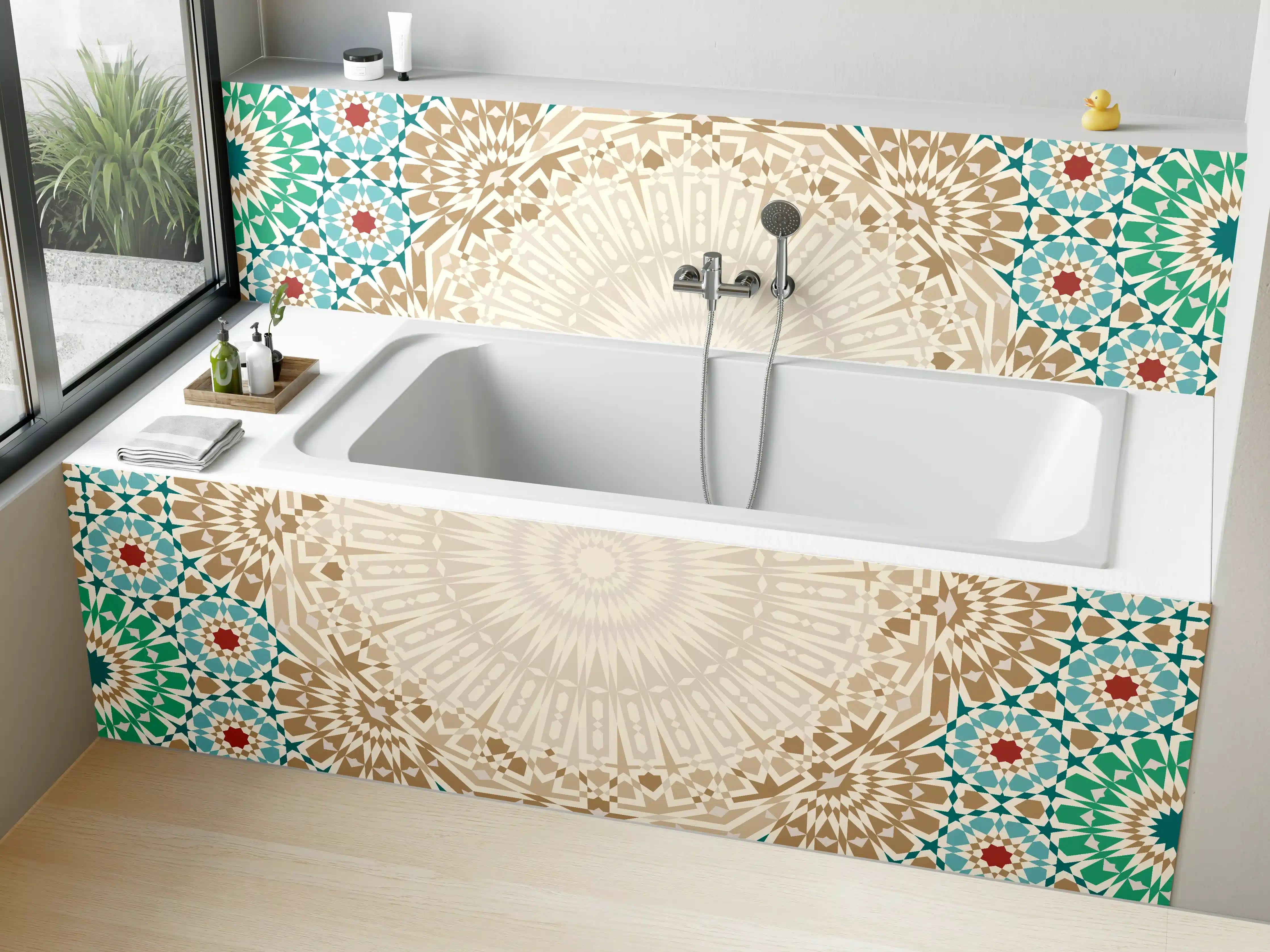 Badewannen-Rückwand - Geometrische Mandala-Muster