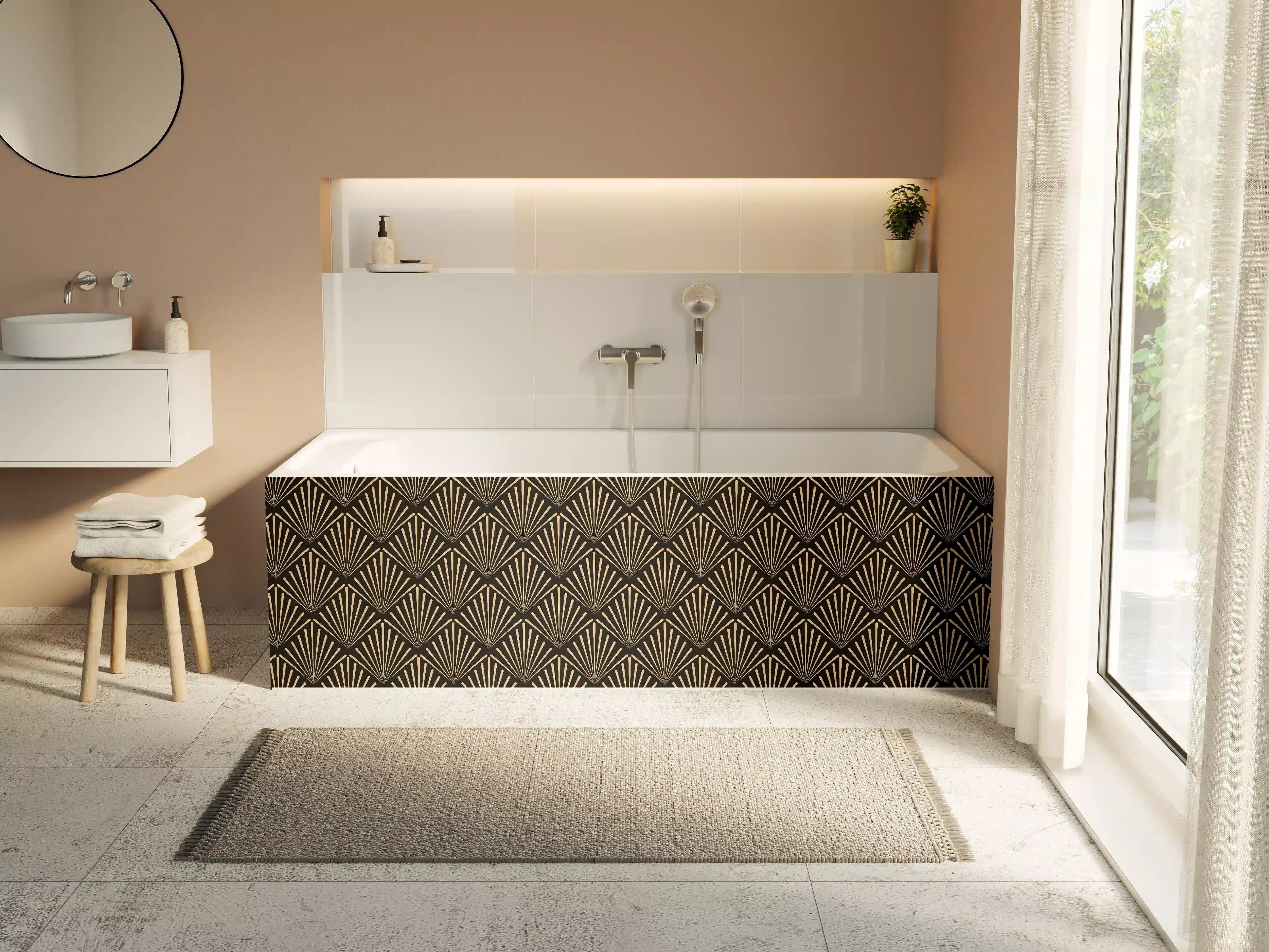 Badewannen-Rückwand - Geometrisches Goldmuster