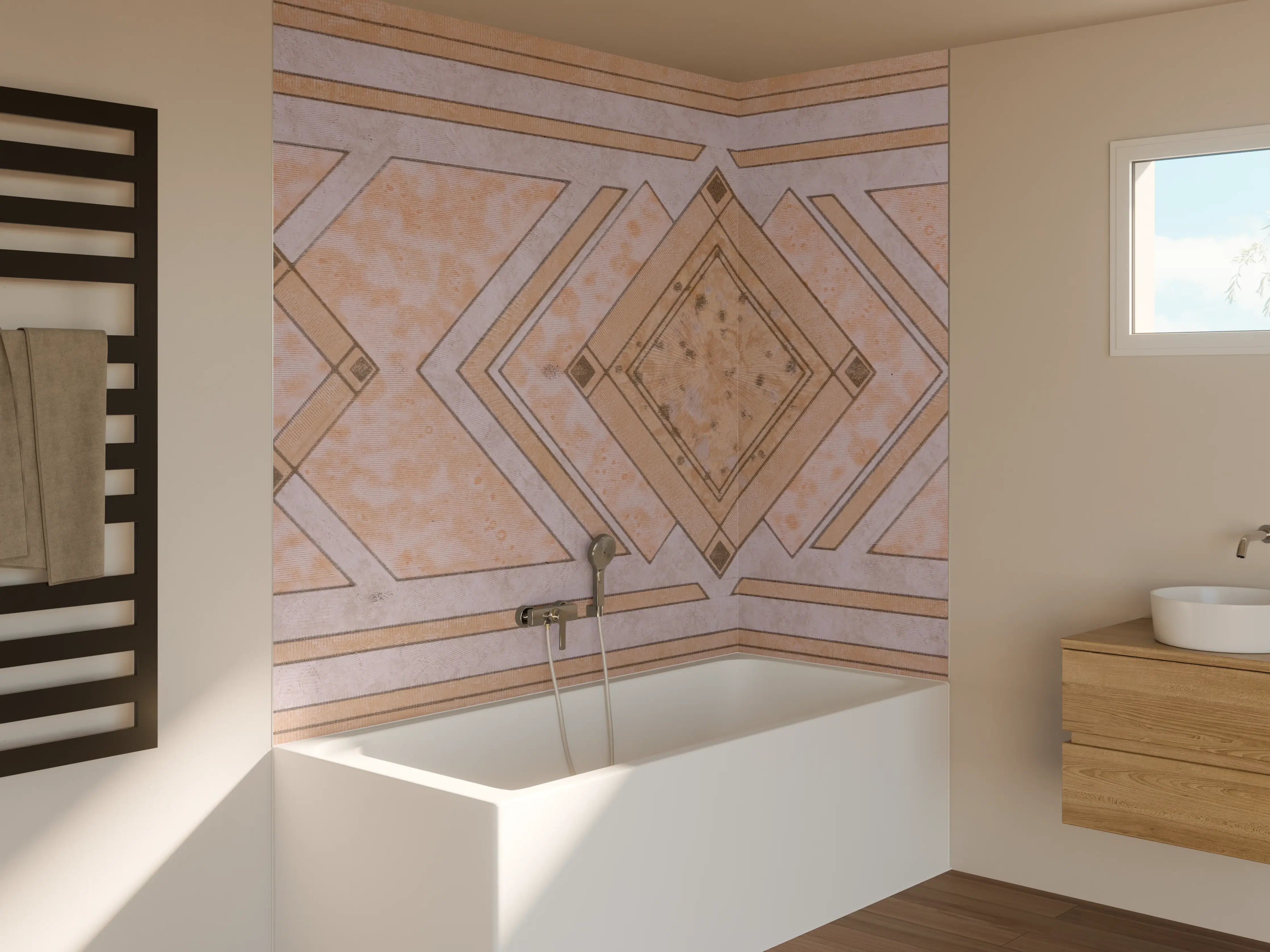 Badewannen-Rückwand - Geometrisches Kunstmuster - Modern