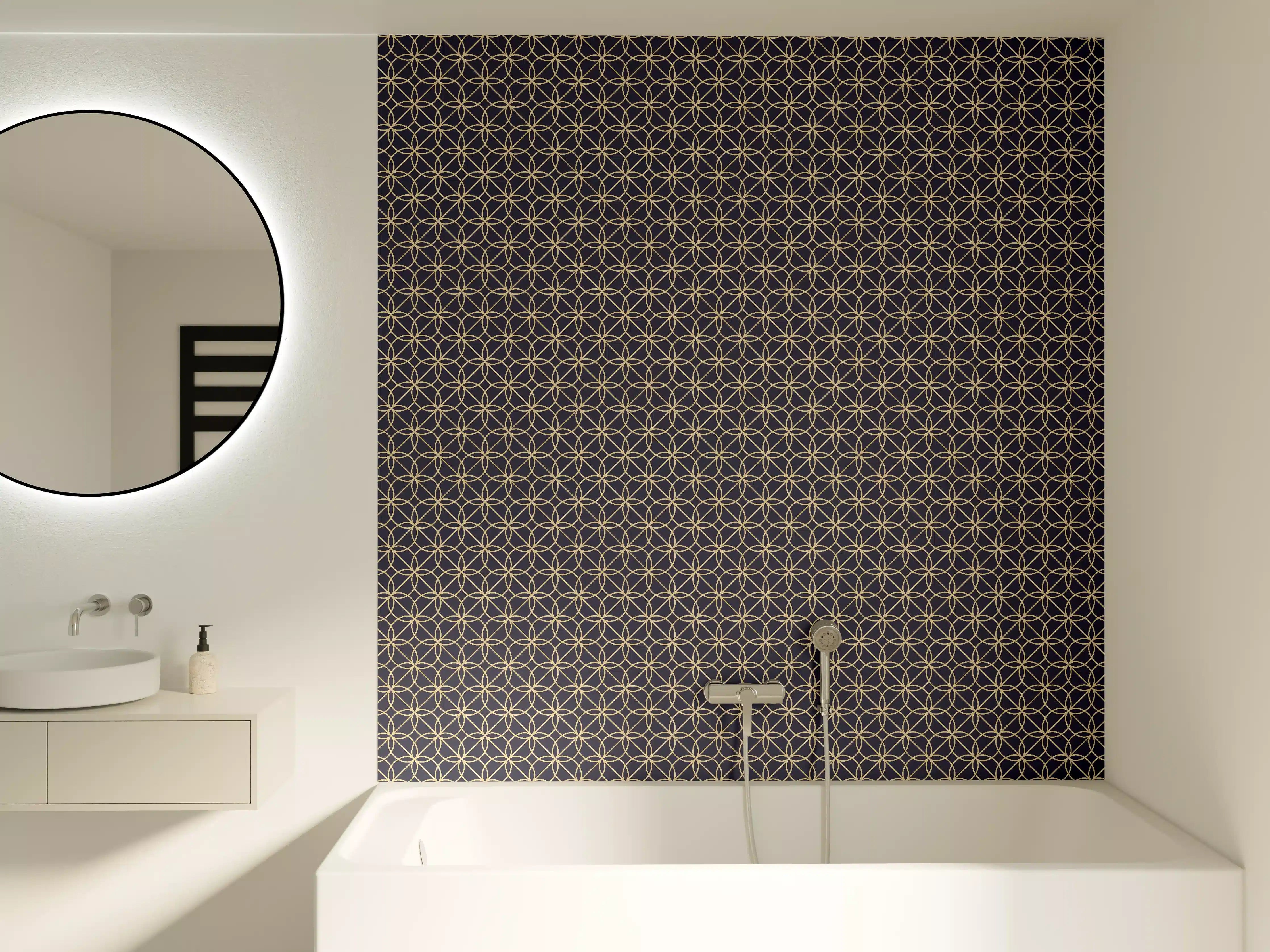 Badewannen-Rückwand - Geometrisches Navy Muster Design