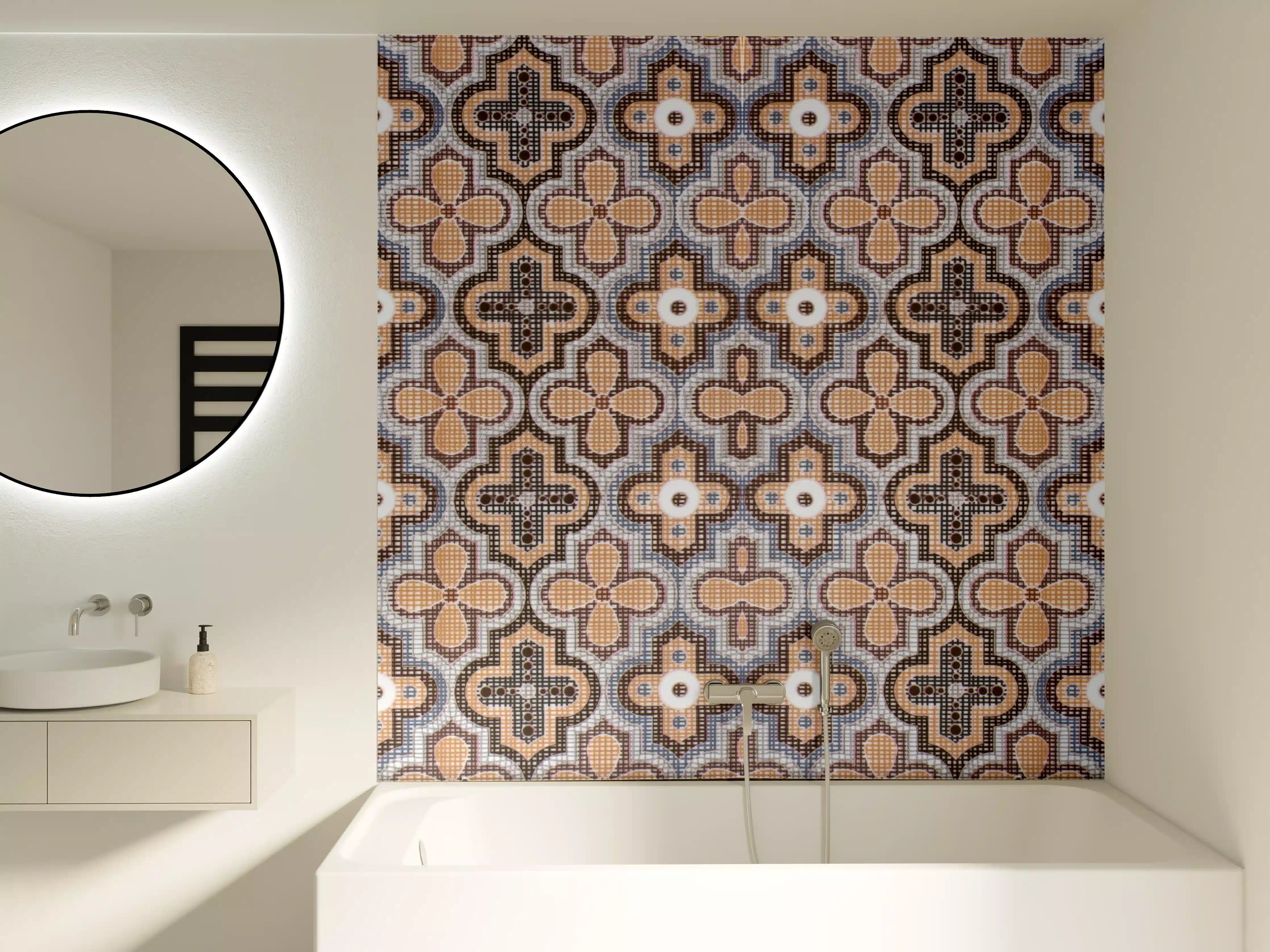 Badewannen-Rückwand - Geometrisches Retro-Muster
