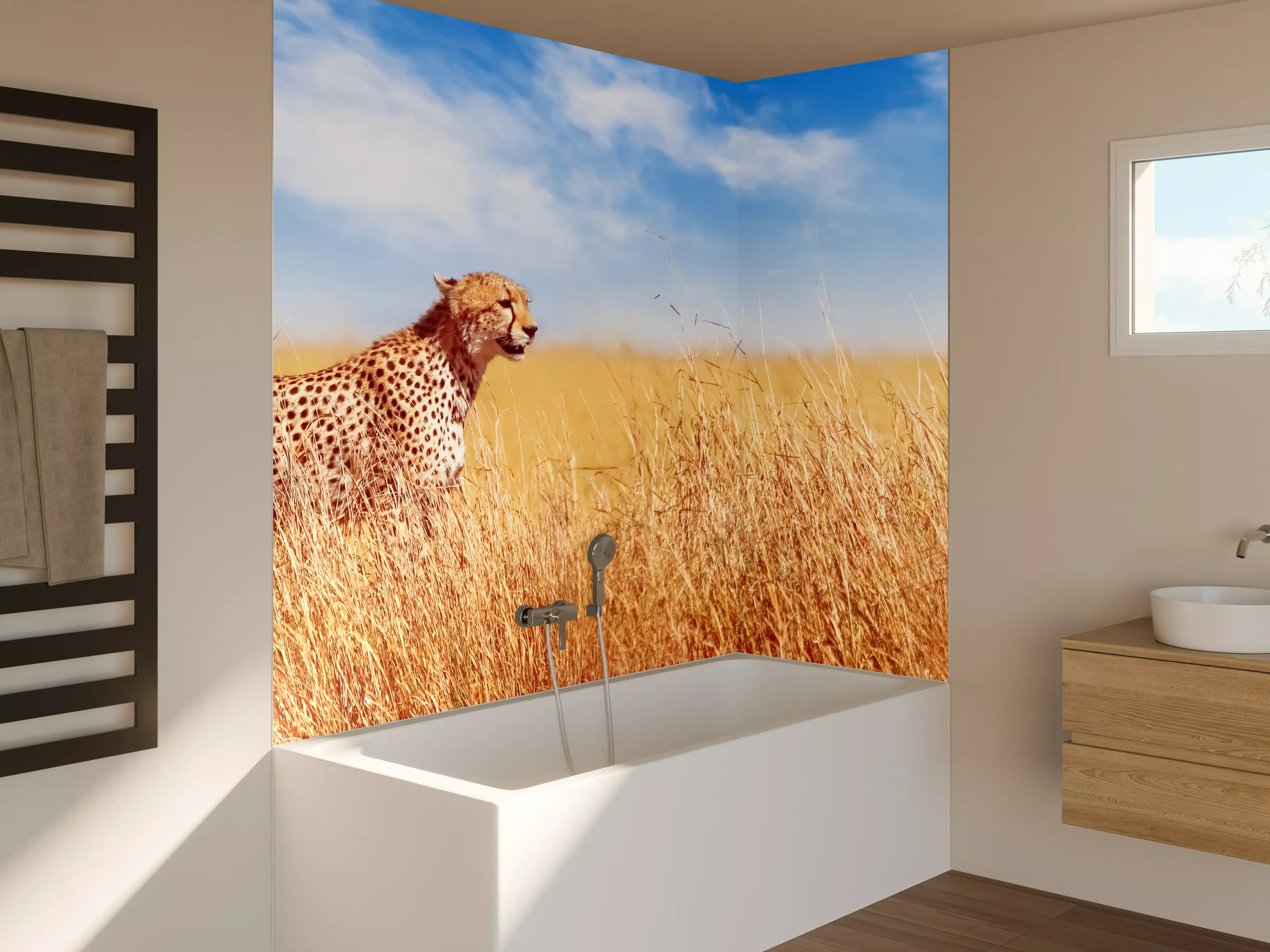 Badewannen-Rückwand - Gepard in der afrikanischen Savanne